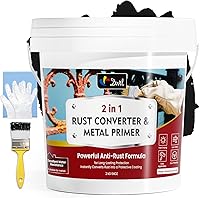Vista 10 de DWIL Convertidor de óxido para metal, pintura convertidora de óxido 2 en 1 e imprimación, convierte el óxido en revestimiento protector de larga