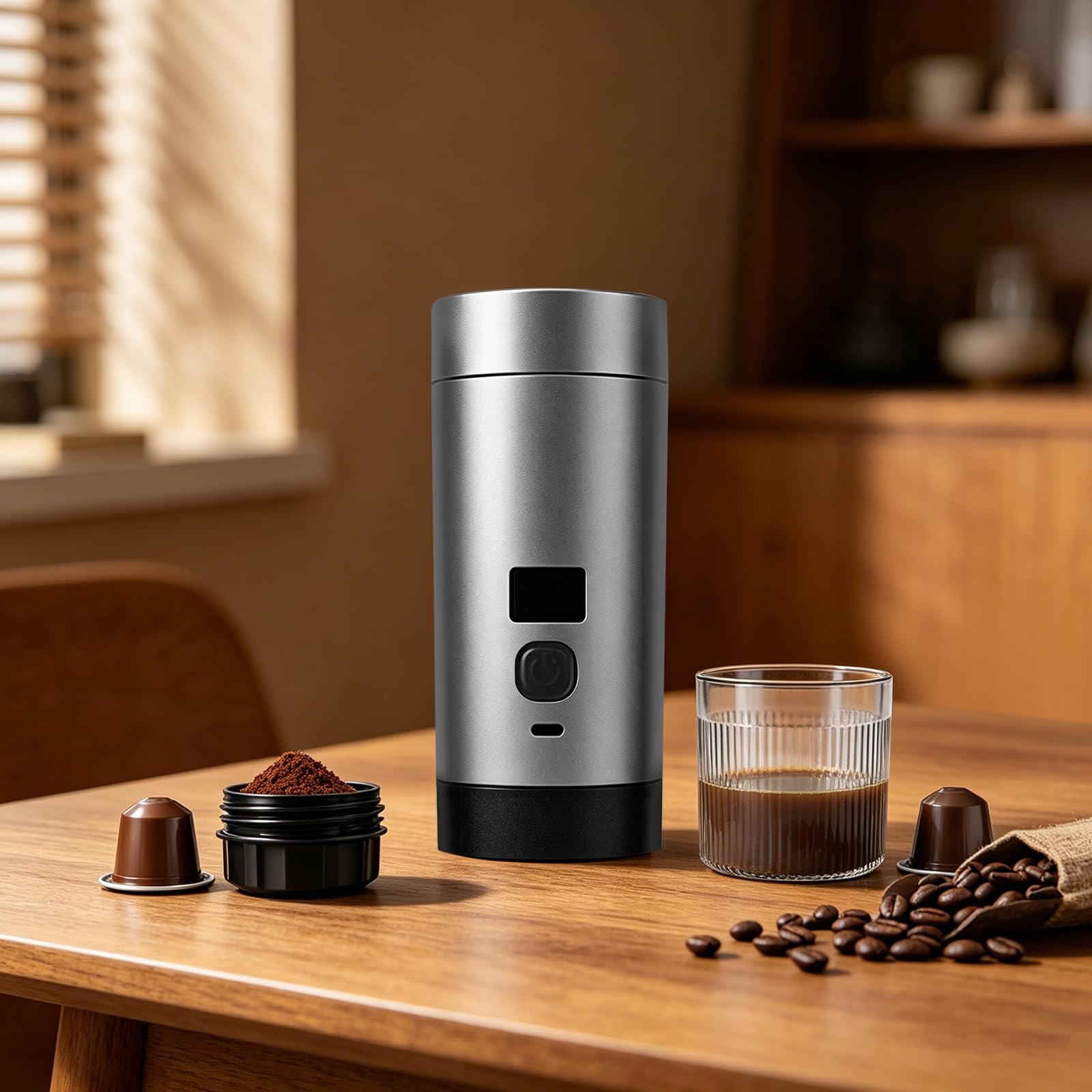 Molinillo de café eléctrico portátil, cafetera compacta con 20 bar