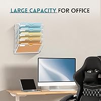Vista 6 de SUPEASY 5-Tier Wall File Organizer Mesh Office Mail Holder, Hanging Wall Organizer Magazine Rack for Office White