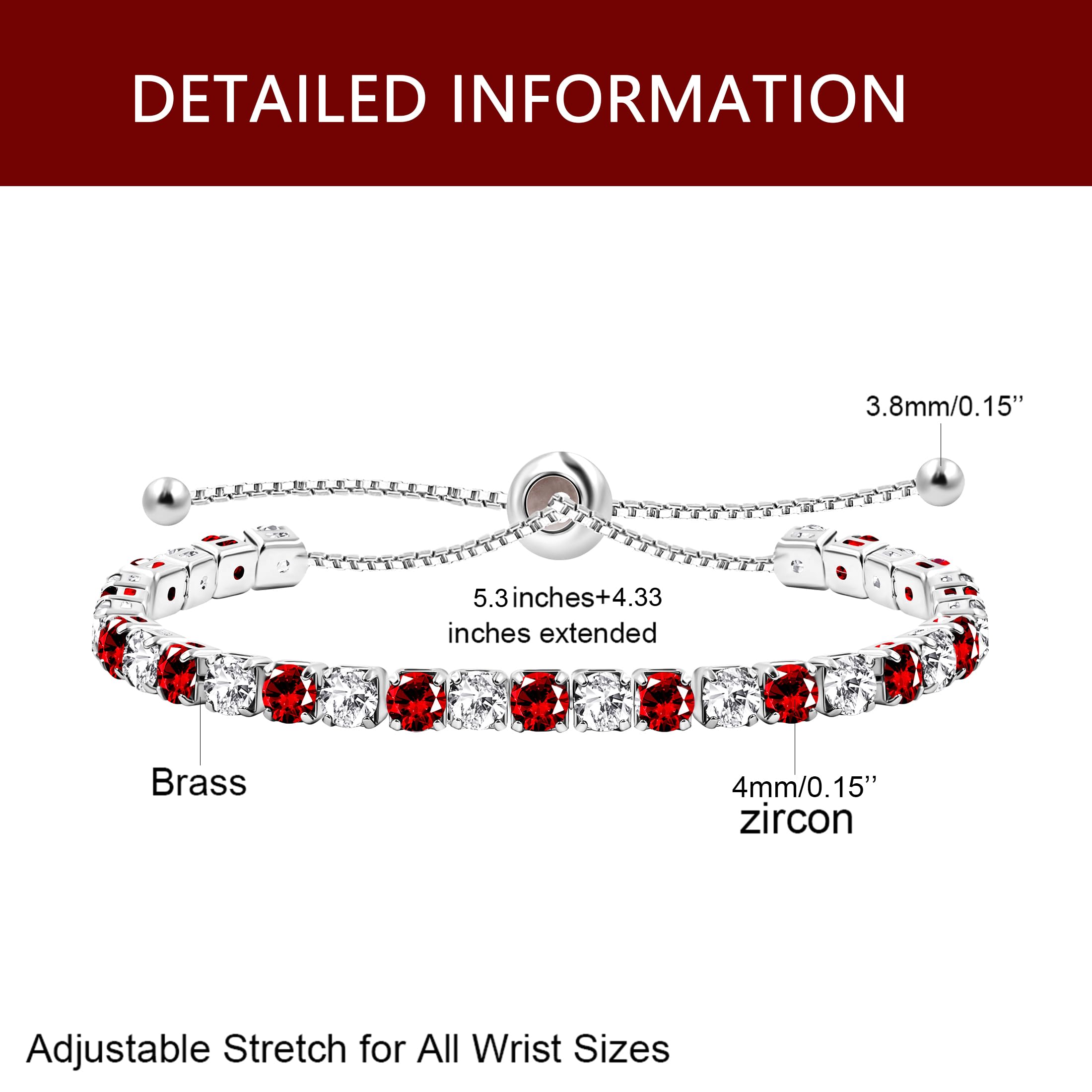 Platinierte Tennisarmbänder – Verstellbarer Zirkonia für Damen YA4375