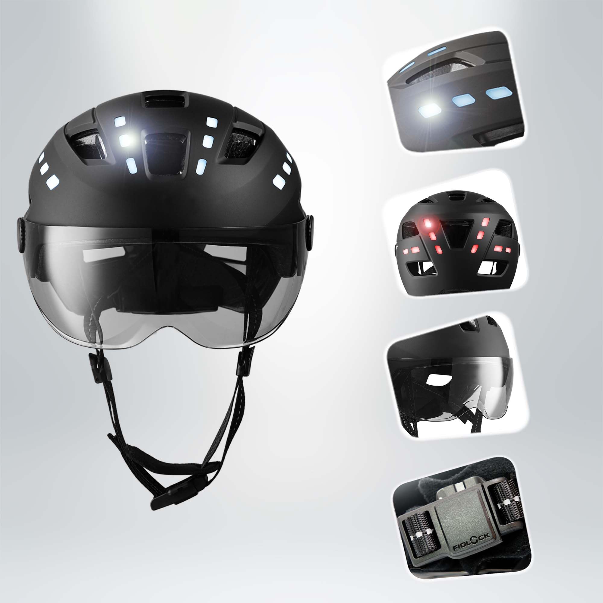 Casque Vélo Crazy Safety – NTA 8776, Lumière LED AV/AR, Boucle Fidlock, Ajustable 55-61 Cm – Pour E-bike Et Ville