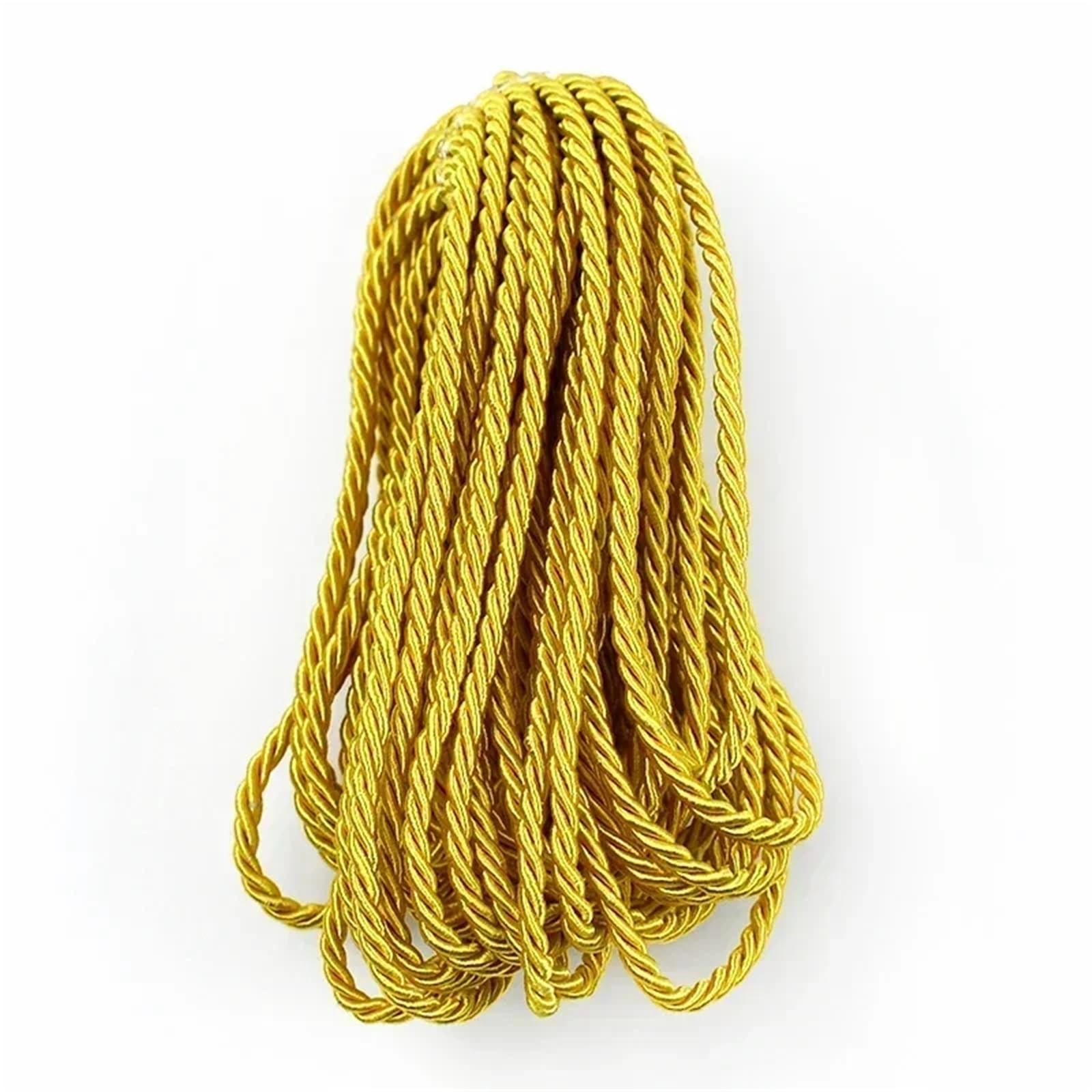 Polyester Rope 2Pcs 3 Shares Twisted Rope Polyester Braided Cords Garment Bag Strap Decor Ropes DIY Home Textile Sewing Accessories(Gold)