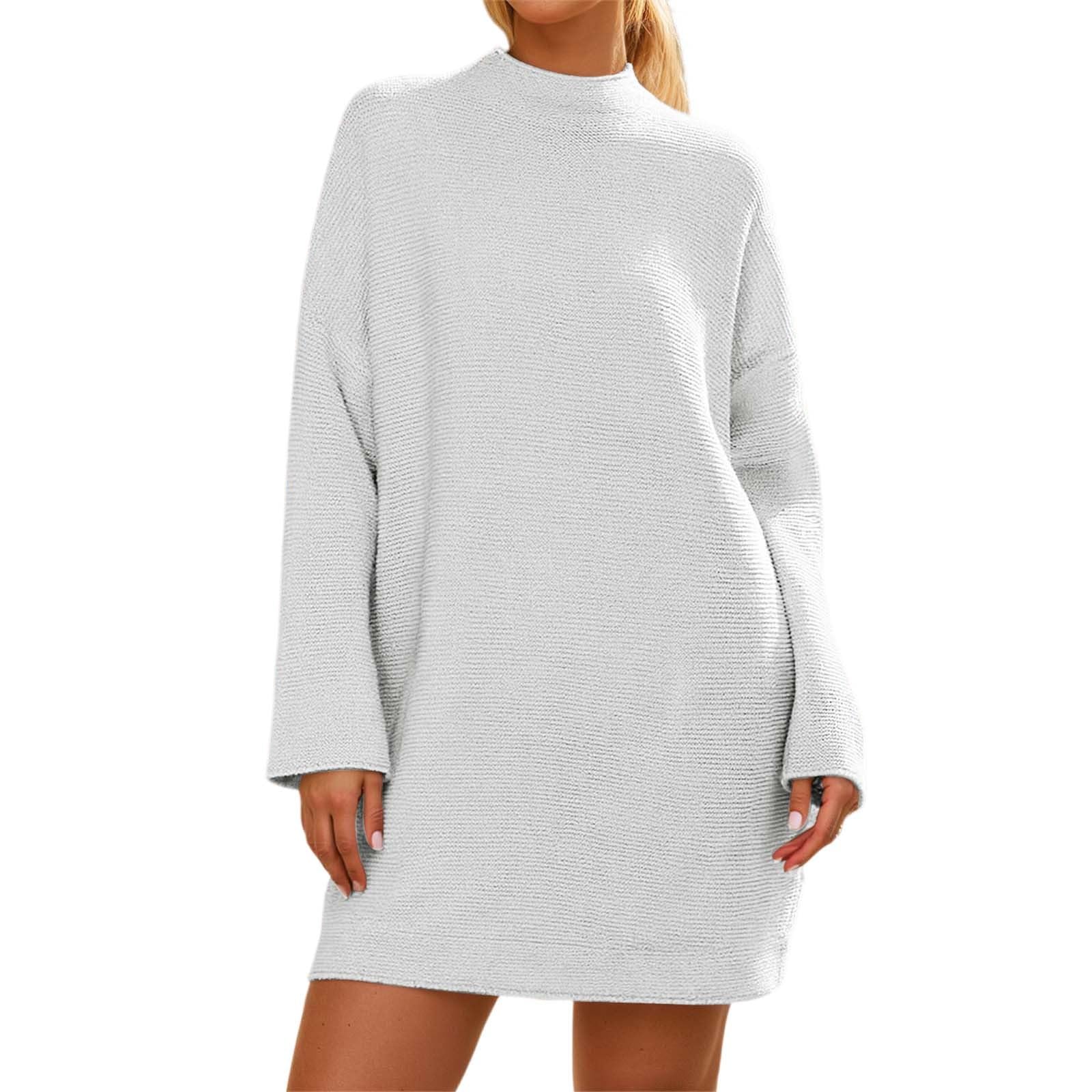 Women Oversized Sweater Dress 2025 Fall Knitted Pullover Sweaters Crewneck Casual Loose Long Sleeve Tunic Tops Mini Dresses