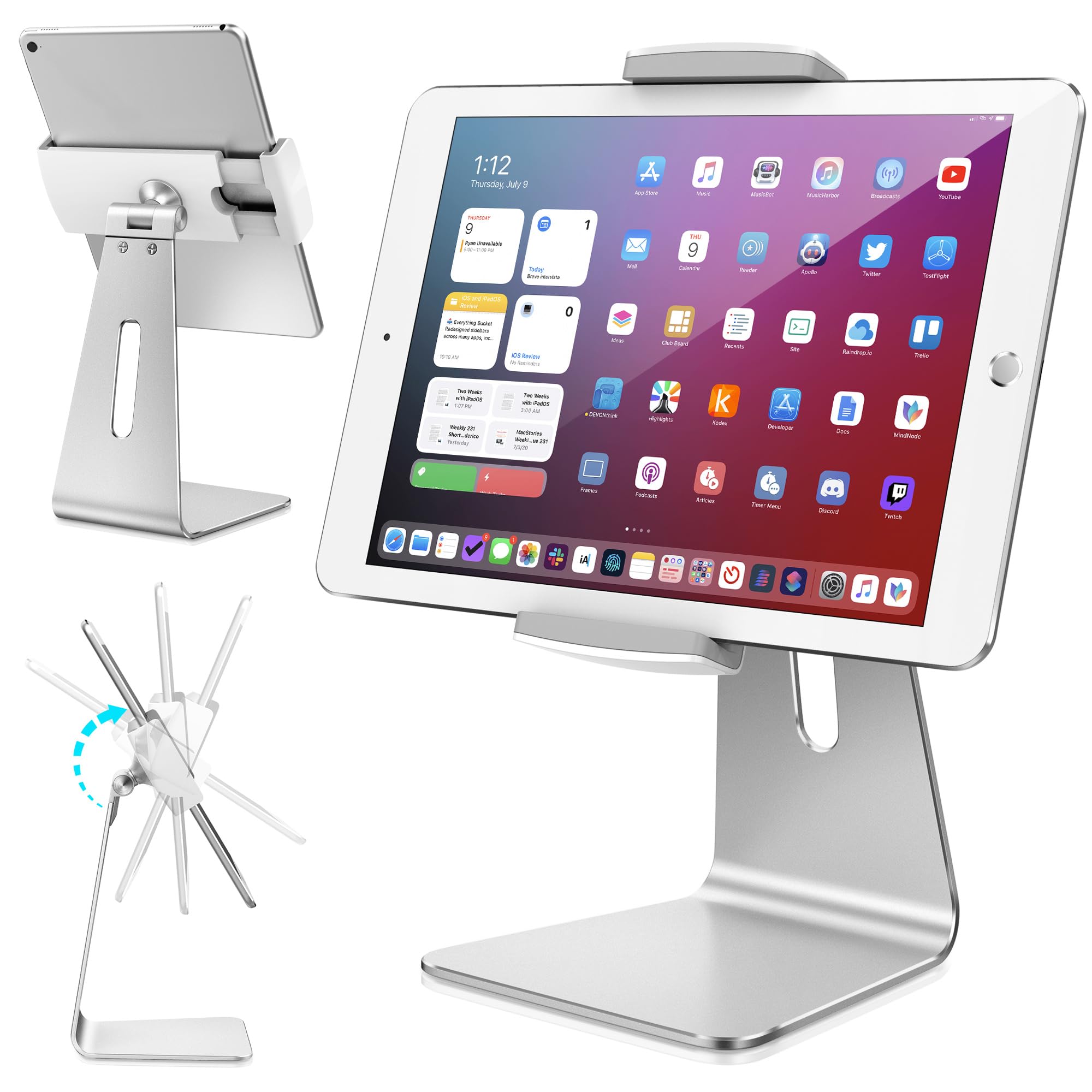 AboveTEK Elegant Tablet Stand, Aluminum iPad Stand Holder, Desktop Kiosk POS Stand for 6-13 inch iPad Pro Air Mini Galaxy Tab Nexus, Tablet Mount for Store Showcase Office Reception Kitchen Countertop (B01KW7LSQK) Amazon Price History, Amazon Price Tracker