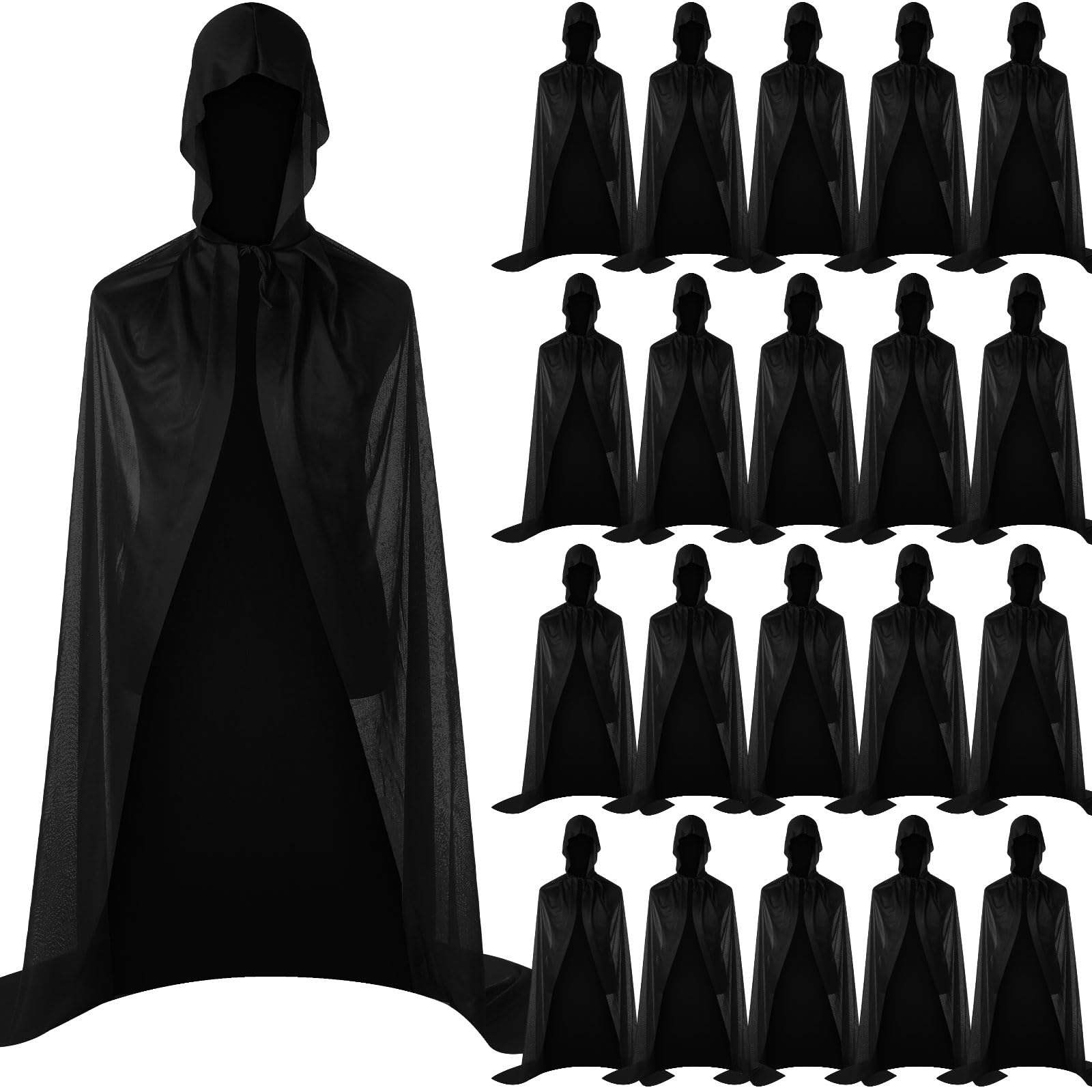Photo 1 of ShinyMatch Black Hooded Cloak Bulk - 55" Halloween Costume