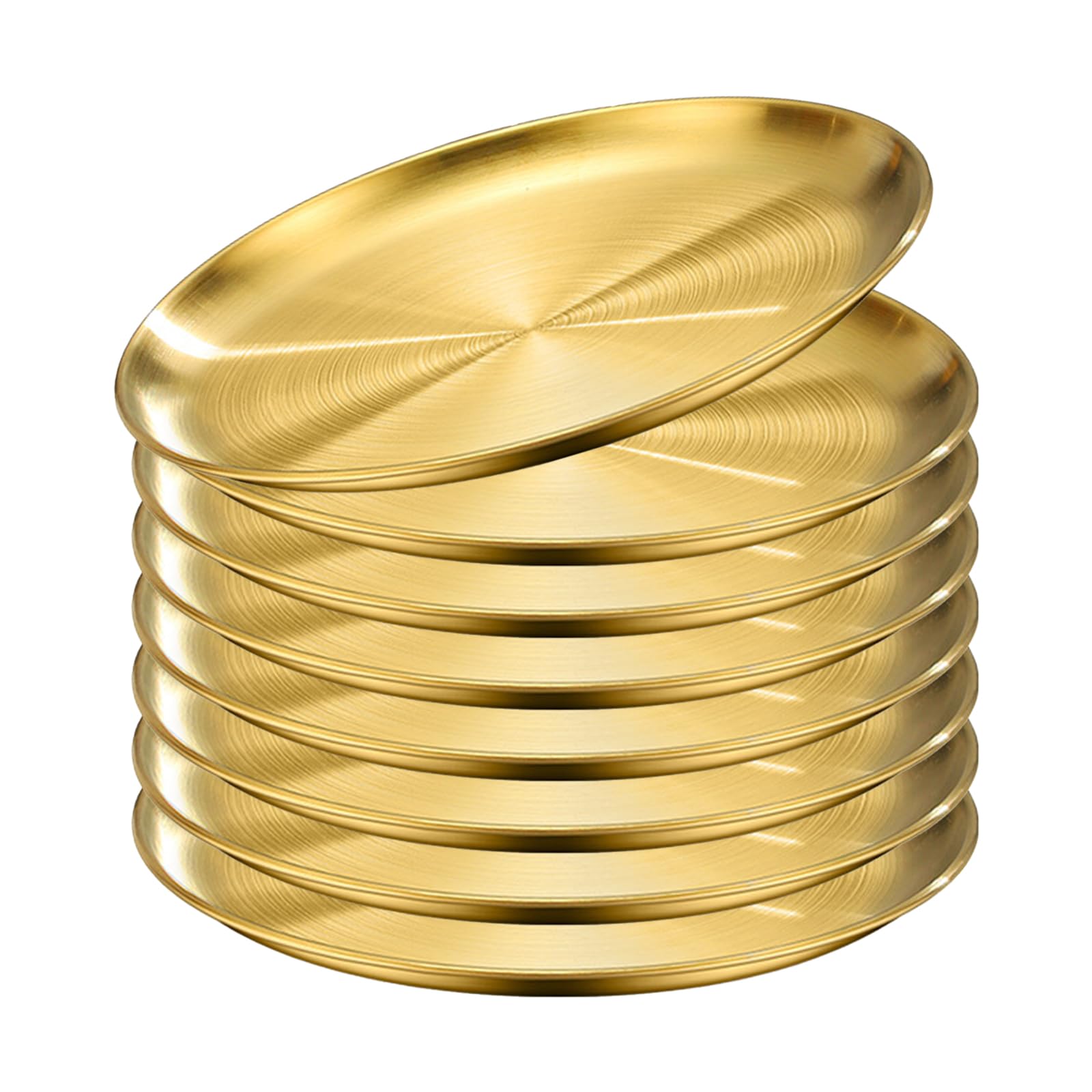 plateau rond doré acier inox 26 cm x8