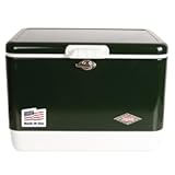 Coleman Vintage 54qt Steel Belted Cooler&comma; Keeps Ice Up to 4 Days&comma; 85-Can Capacity Hard Cooler with Drain & Have-A-Seat Lid