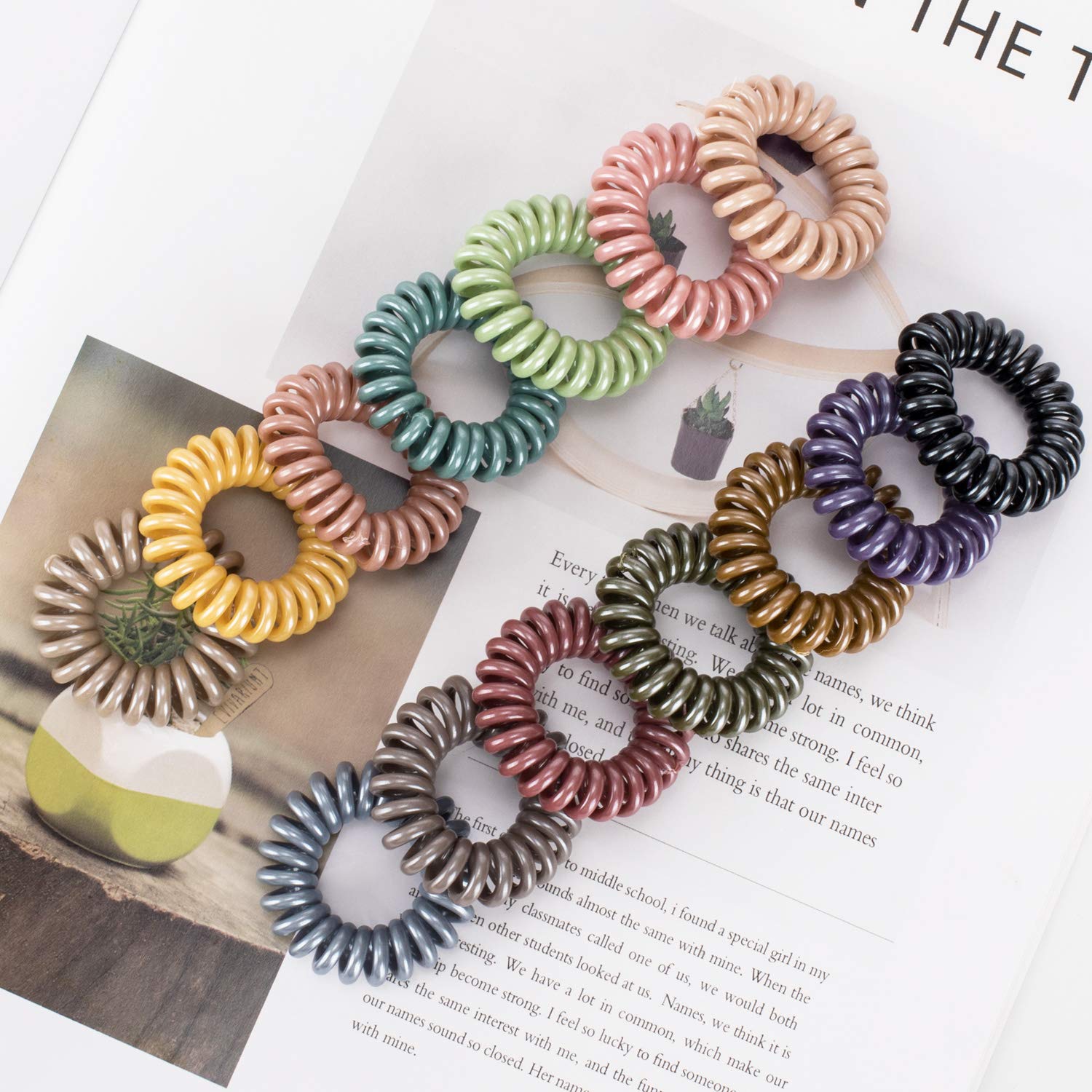 79STYLE 30 bridas para el pelo en espiral, sin arrugas, sin rastro, coleteros a granel, soporte de coleta de plástico, para cabello fino y grueso y rizado (15 colores clásicos, tamaño mini)