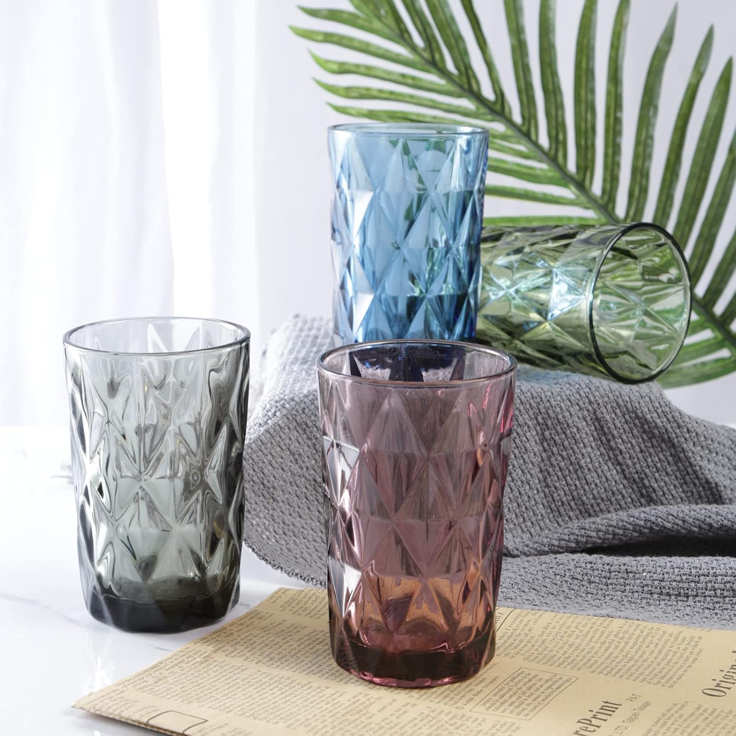 Mivana Premium Green Juice Glasses 350 ML Drinking Glasses, Highball Lead-Free Glasses, Tumblers for Water, Juice, Beer, Cocktail and Mixed Drinks - 6 Pieces, Transparent (, HP-73 Set of 6) 3
