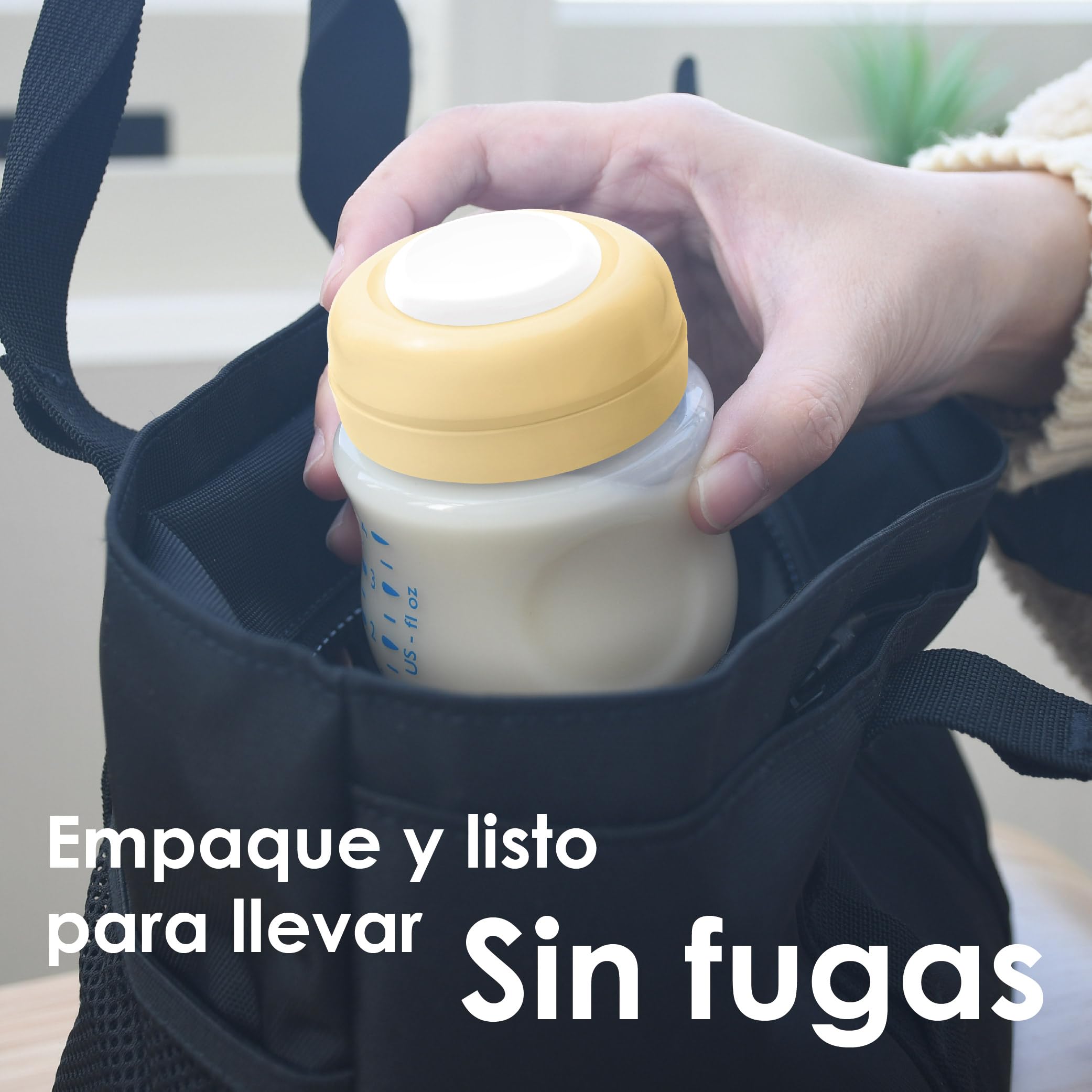 Maymom tapas roscadas tipo travel con disco escribible, compatibles con botellas Avent y Maymom de boca ancha; reemplazo de anillo y disco Avent Natural, 6 uds, amarillo