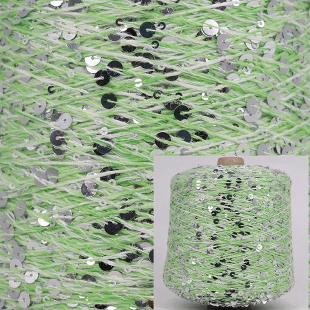 ROCILA Hilo de algodón de Lujo de 500 g, Hilo de Punto con Lentejuelas de 6 mm/3 mm, Hilo Ideal para Combinar con Otros Hilos