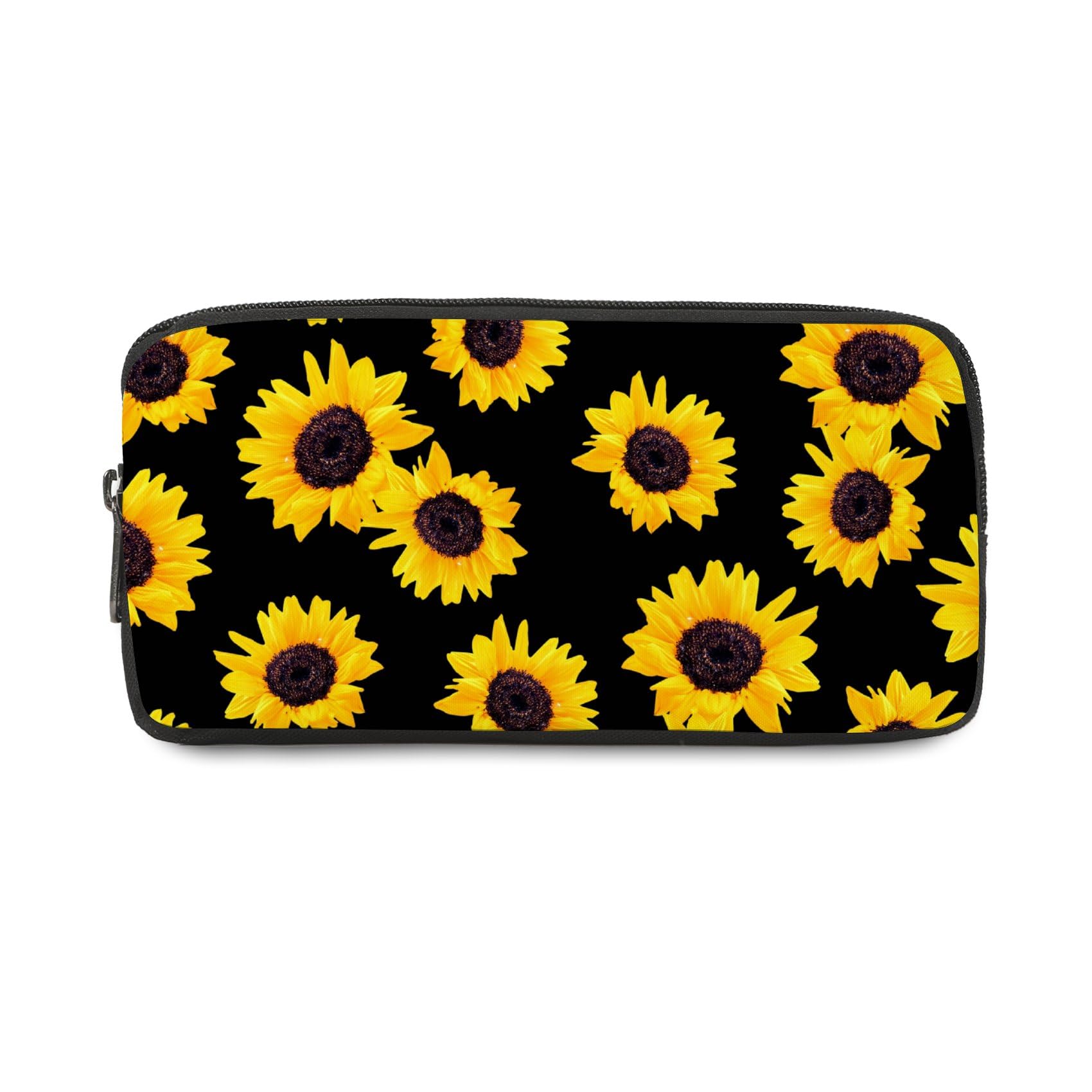 Bright Yellow Sunflowers Pencil Case with Zip up Boys Pencil Cases for Secondary School Black Pen Organiser School Accessories for Boys Girls Secondary High College Sixth Form Stationery Gifts