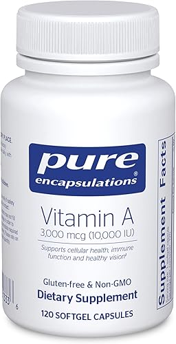 Pure Encapsulations Vitamina A 10,000 UI de aceite de hígado de bacalao Apoya la salud inmune y celular, visión, huesos, piel y función