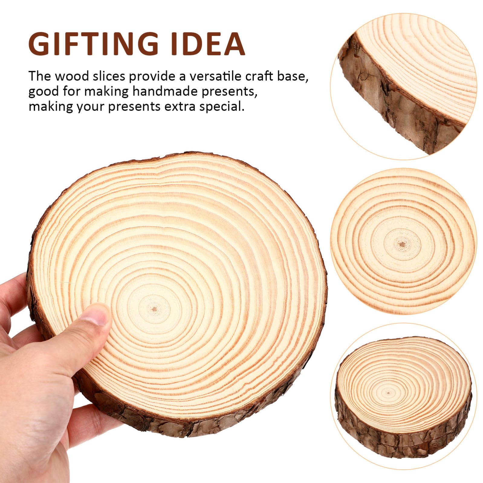 VILLCASE Fette di Legno Rotonde e Decorazioni da Appendere 2 Pezzi Non Verniciate con Corteccia Base Versatile per Pittura per Artigianato Rustico Naturale