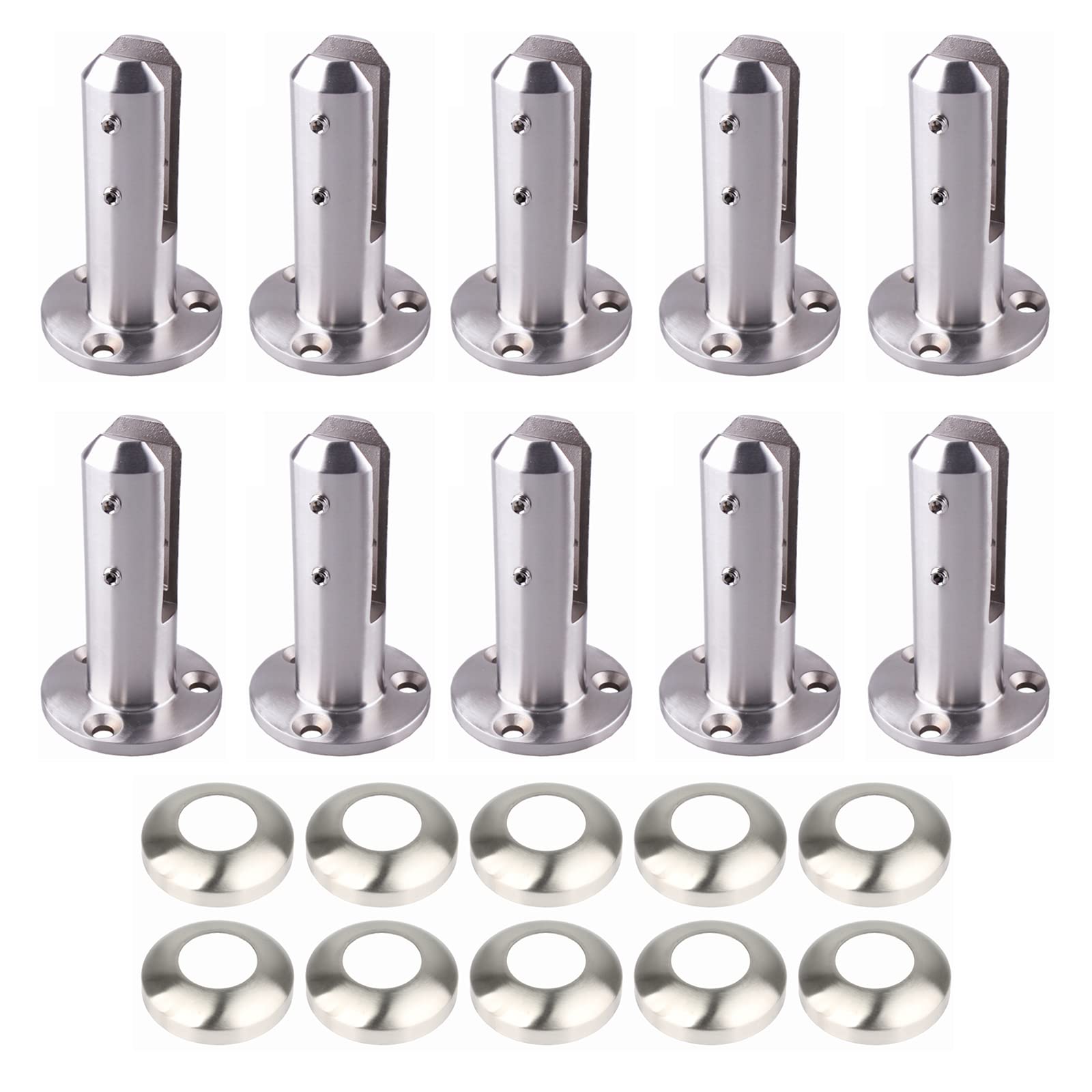 Abrazadera para barandilla de Vidrio, Spigot de Acero Inoxidable para barandilla de Vidrio de Alta Resistencia, Abrazaderas para Poste de Valla de Piscina,Bright Silver,10 Pack