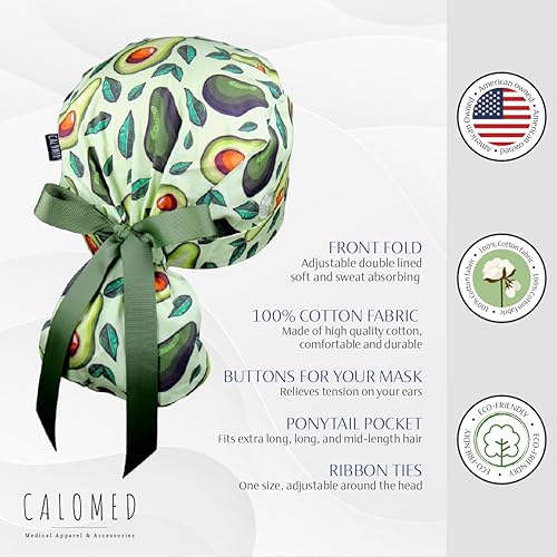 Miniatura 4 de Gorra médica para mujeres y hombres, gorro de cola de caballo, sombrero de trabajo, cubierta de cabeza con lazos y botones, pelo largo