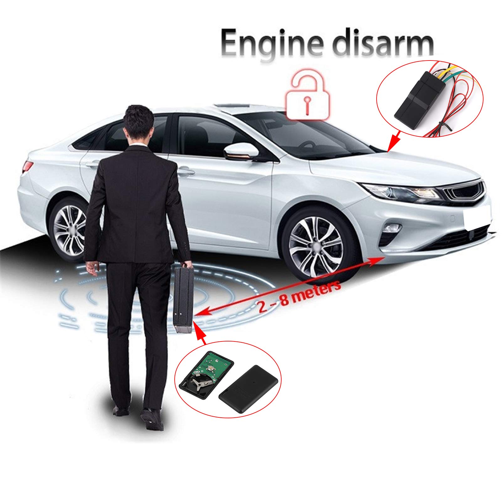 Moteur De Voiture Antivol 2.4GHZ Antidémarrage du Moteur Système D'alarme Anti-détournement Circuit Intelligent Coupé Universel pour Véhicules DC12V