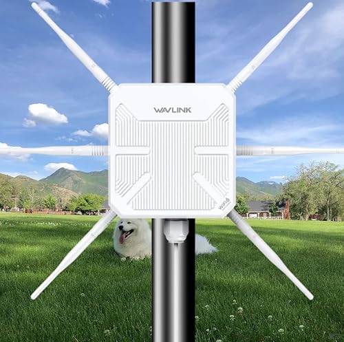 WAVLINK AX3000 WiFi 6 Punto de acceso, extensor WiFi para exteriores de largo alcance con doble bandaPoEIP67 impermeable6 x 7dBi antenas, soporta