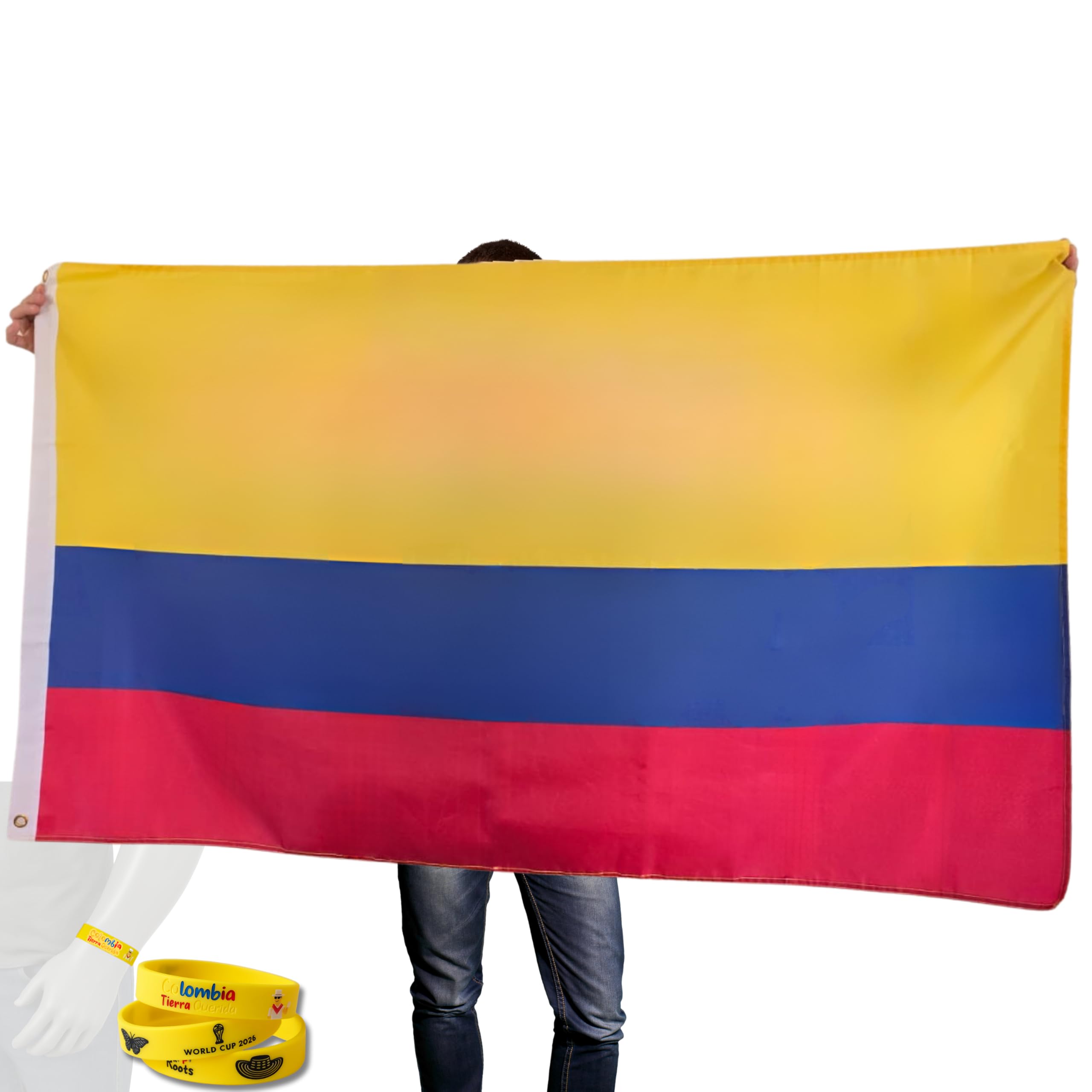 Bandera Colombia Grande 90 x 150 cm – Bandera de Colombia 100% poliester de 100 Denier o 90 g/m² perfecta para celebraciones y decoración – Rumbo al mundial 2026 la selección Colombia