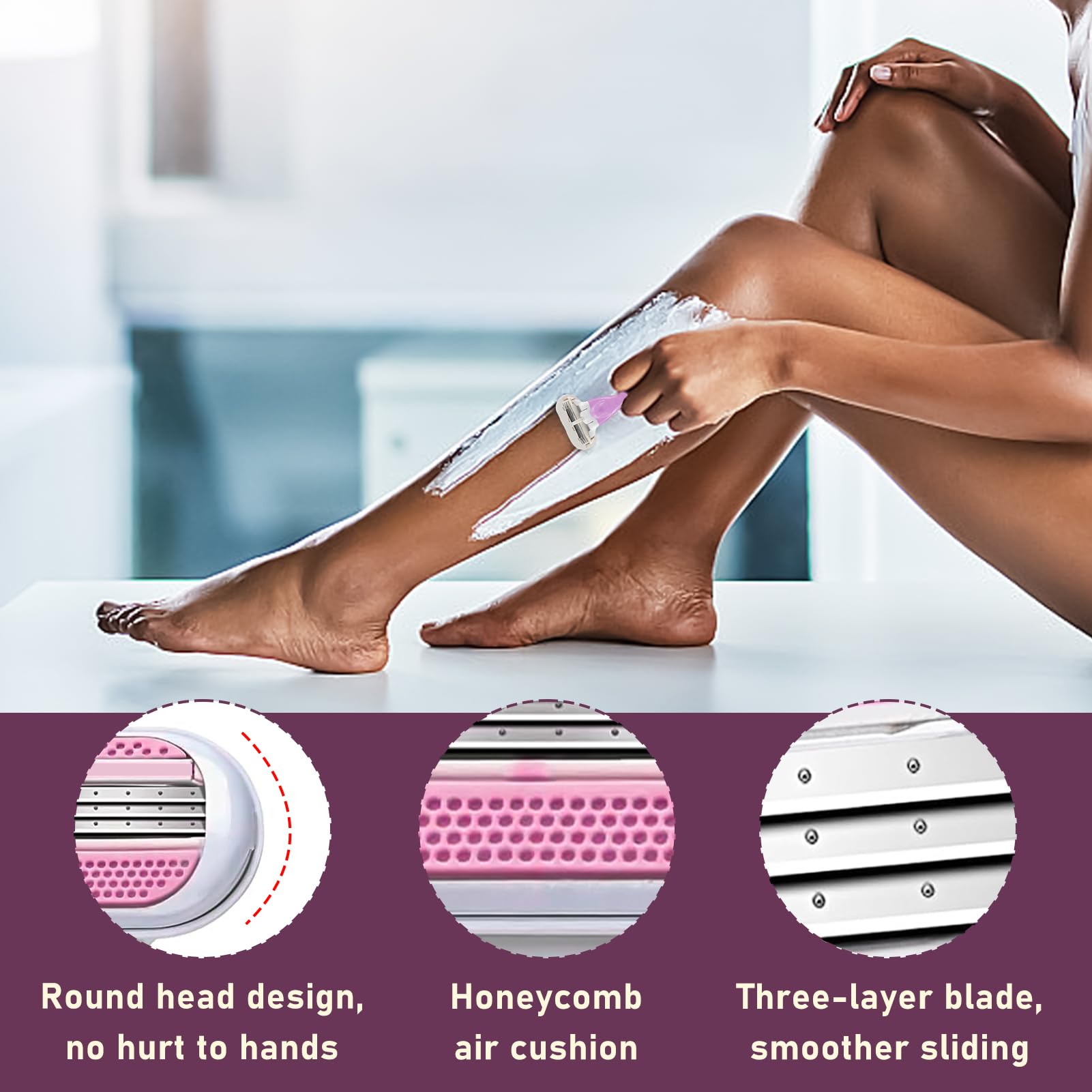 12 Pezzi Lamette Ricambio Compatibili con Venus, Ricariche Rasoio Donna 3 Lame, con Striscia Lubrificante, Rasatura Delicata Profonda, Testine Intercambiabili per Manici Standard, Lavabili, Blu e Rosa