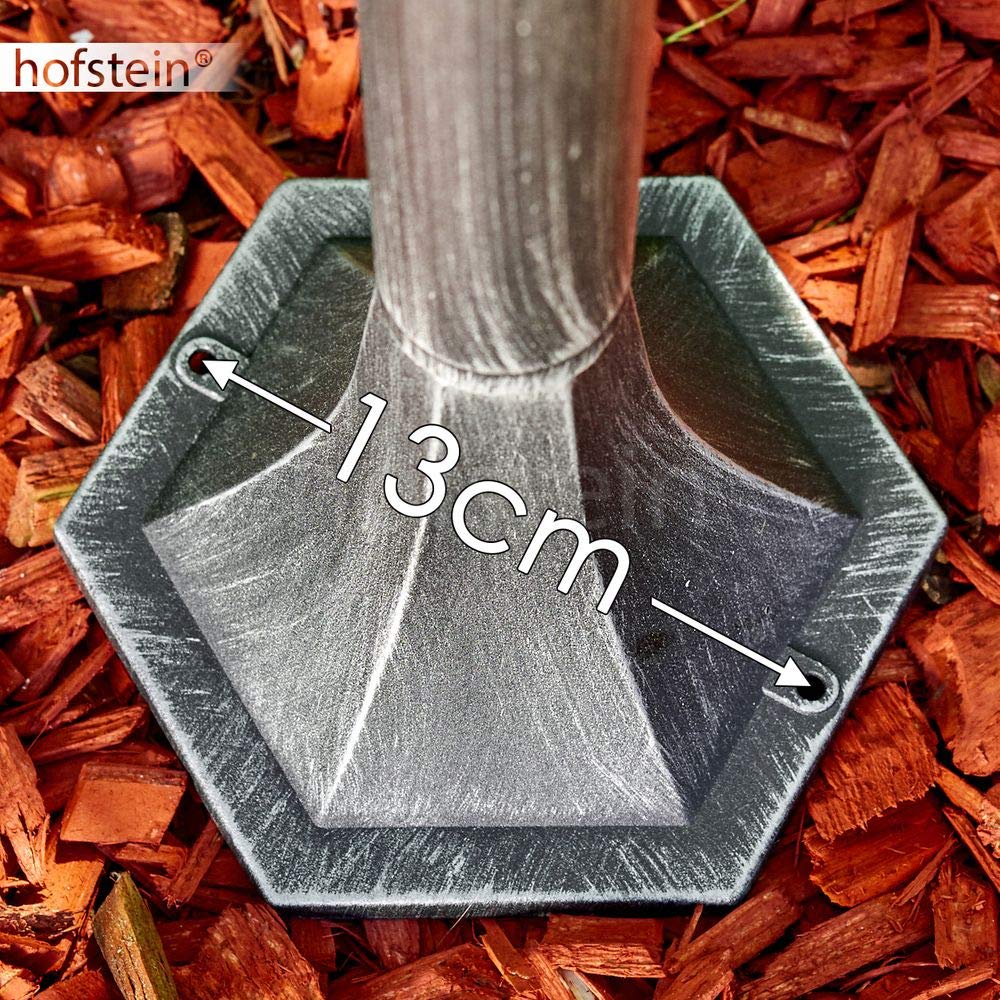 HOFSTEIN Außenstehleuchte Lignac, Außenwegeleuchte aus Metall/Glas in Schwarz/Silber/Klar, Wegeleuchte im Antik/Retro/Vintage-Design für Garten, Außenbereich, Hof, 118 cm, E27, IP44,