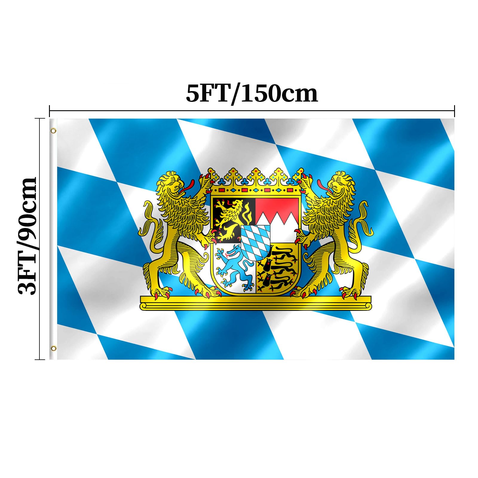 Bavarian Flag 3x5 FT Bavaria Flag With Brass Grommets Fade Proof For Outdoor Decor(Bavaria) - Image 2