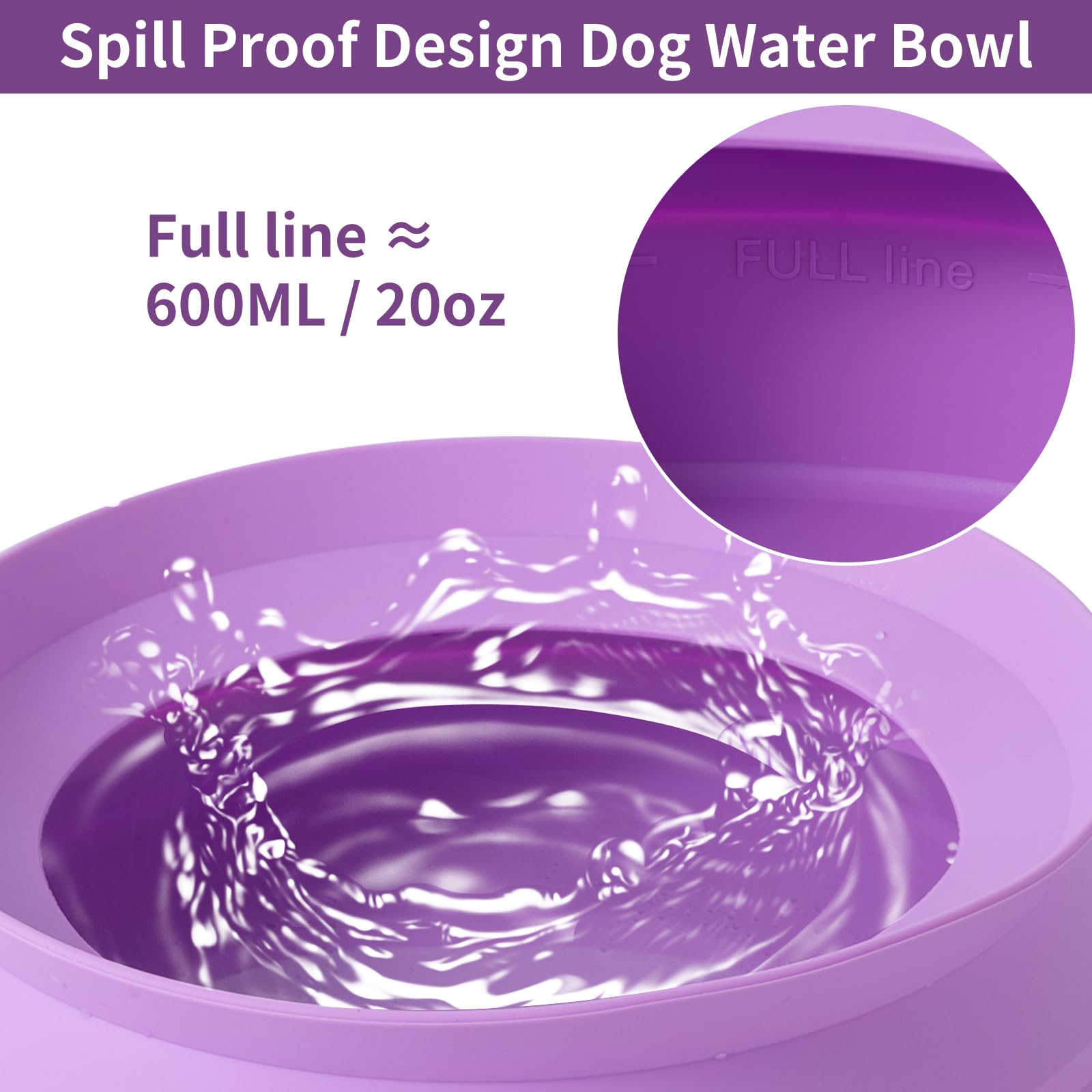 SLSON Non Spill Dog Water Bowl for Car Collapsible Dog Travel Bowl Integrated Molding Portable Pet Drinking Bowl for Road Trip (Light Purple) - Image 2