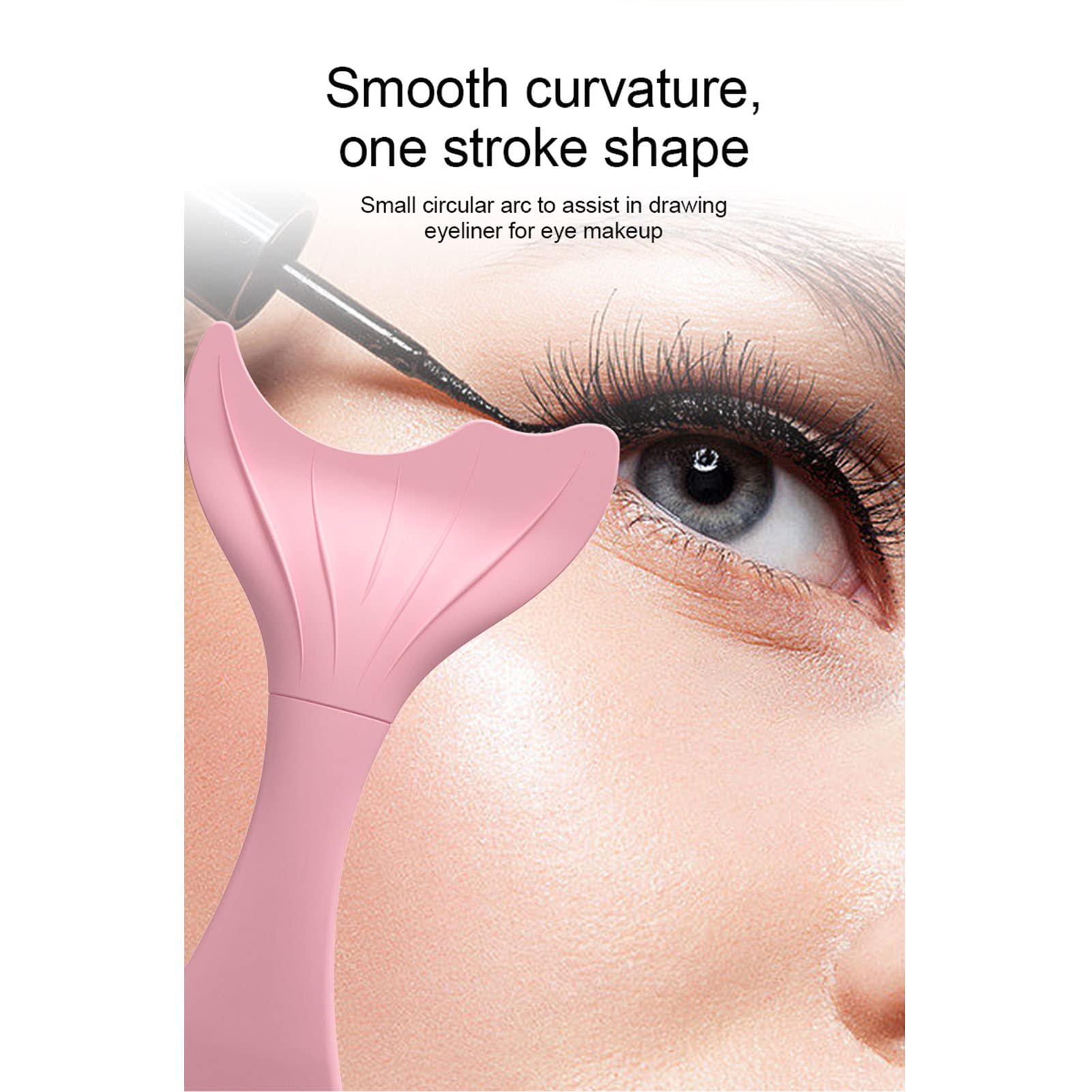 Maquillage de Pochoir D'Eye-liner ailé en Silicone, Sirène Mascara Guard Upper Lower Eye Eyeliner Tape Lash Mascara Guard Applicator Peigne à Cils Outil Cosmétique, Détachable (Rose)