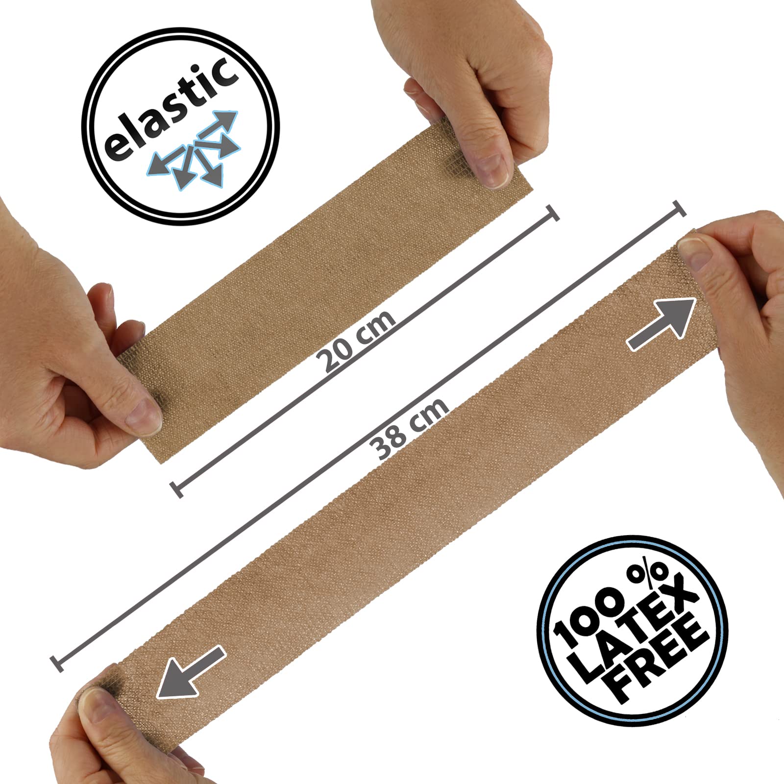 ALPIDEX 12 Rollos Venda Adhesiva 5 cm x 4,5 m Venda Cohesiva Envoltura Tape Deportiva Bendaje Autoadhesiva Mano Rodillas Tobillo Vet Wrap Perro Gato Caballo, Color:beige
