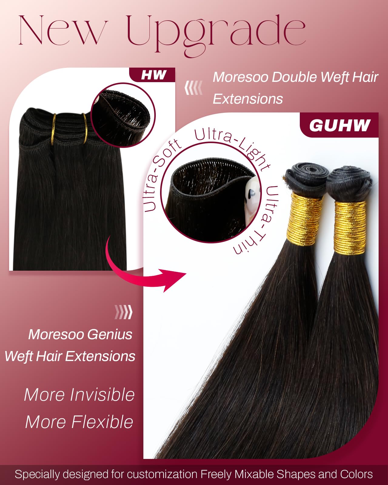 Moresoo Weft Hair Extensions Real Human Hair Medium Brown Highlighted Platinum Blonde Sew in Human Hair Extensions Brown to Blonde Full Head Remy Straight 18 Inch 100g/Pack #P6/60 — view 65