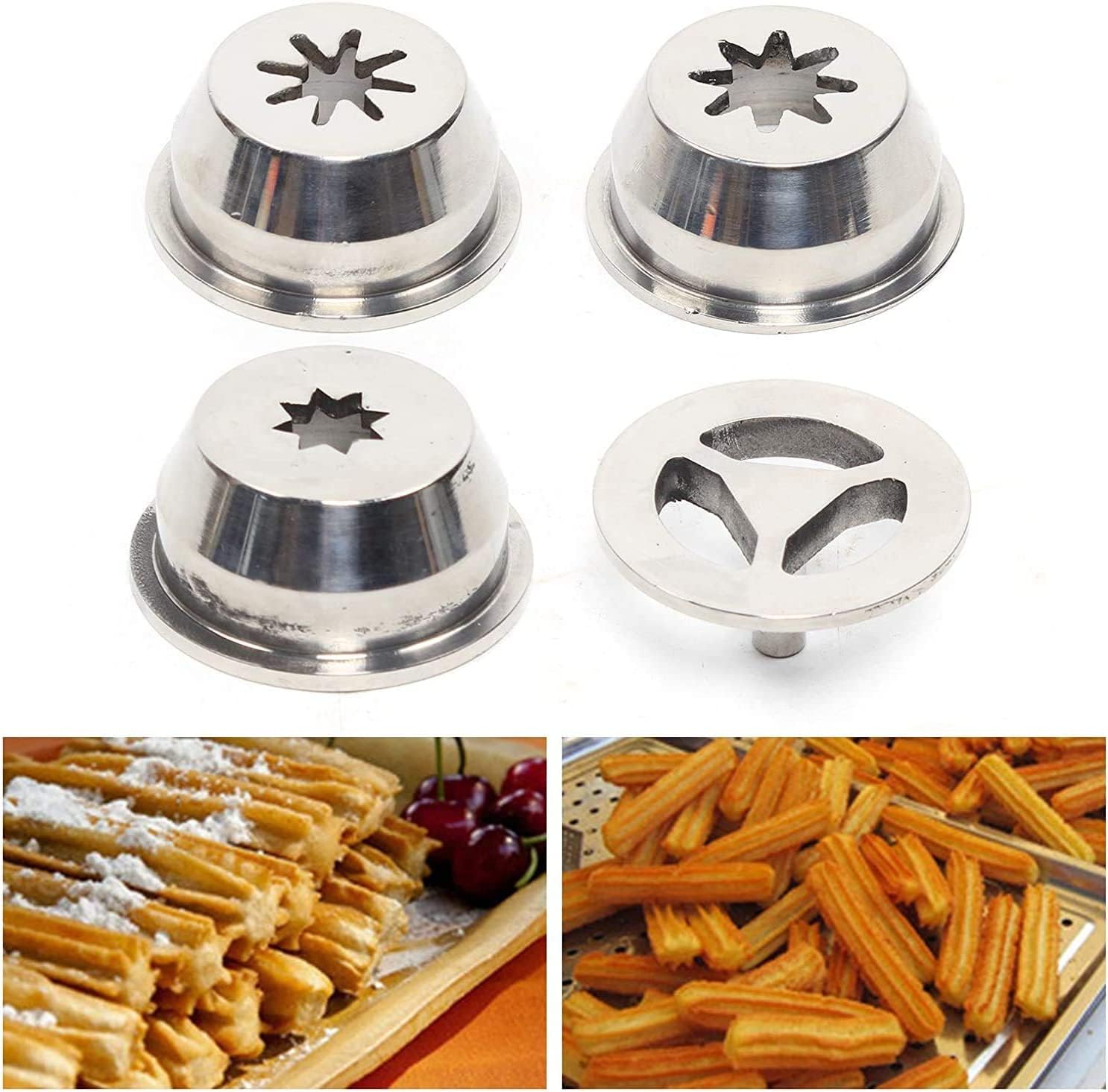 5L Churros Maker Machine Manual Churro Maker Stainless Steel Churro Making Kit Includes 4pcs Nozzles, Commercial Churrera Churro Maker for Deep Fry Churros (US Stock)