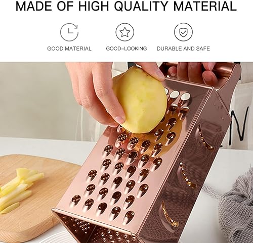 Miniatura 4 de Kichvoe Rallador de cajas de acero inoxidable con 4 lados de rallador de limón y ajo, rallador de alimentos para queso parmesano, chocolate,