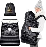 Orzbow Housse de porte d'hiver avec capot amovible, étanche & Essoufflement, Universal pour les porte-bébés et Tabouret de taille, Sac de bunting pour les sièges auto et les poussettes avec sac de rangement, Noir