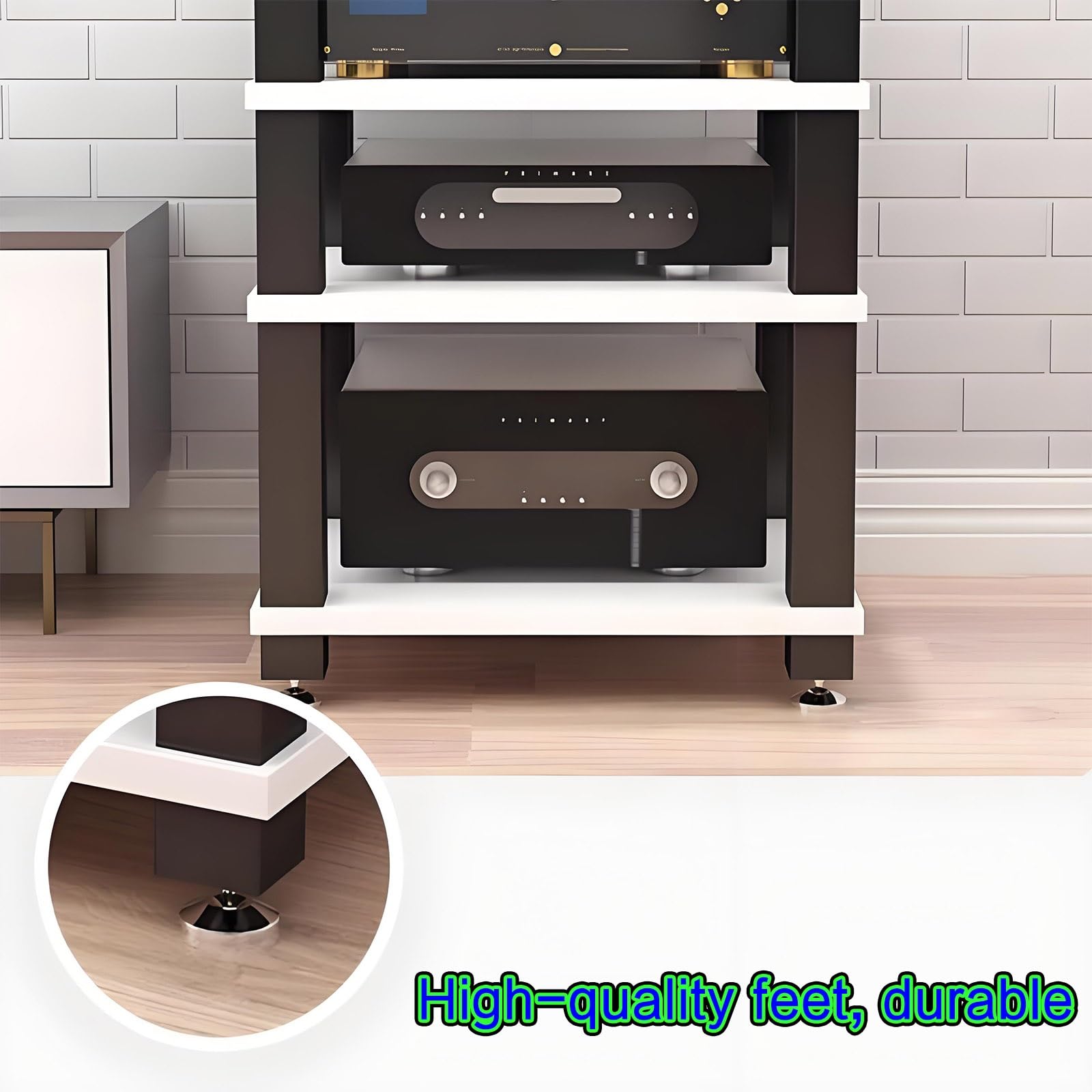 Armadietto di archiviazione multimediale per audio/video, mobiletto AV, scaffale per DVD, console per videogiochi, console per videogiochi, sala di registrazione, colore marrone, 23,6 x 18,8 x