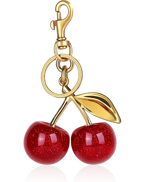 OVRUNS Cherry Bag Charm Cute Cherry Accessories Sparkling Purse Charms for Women
