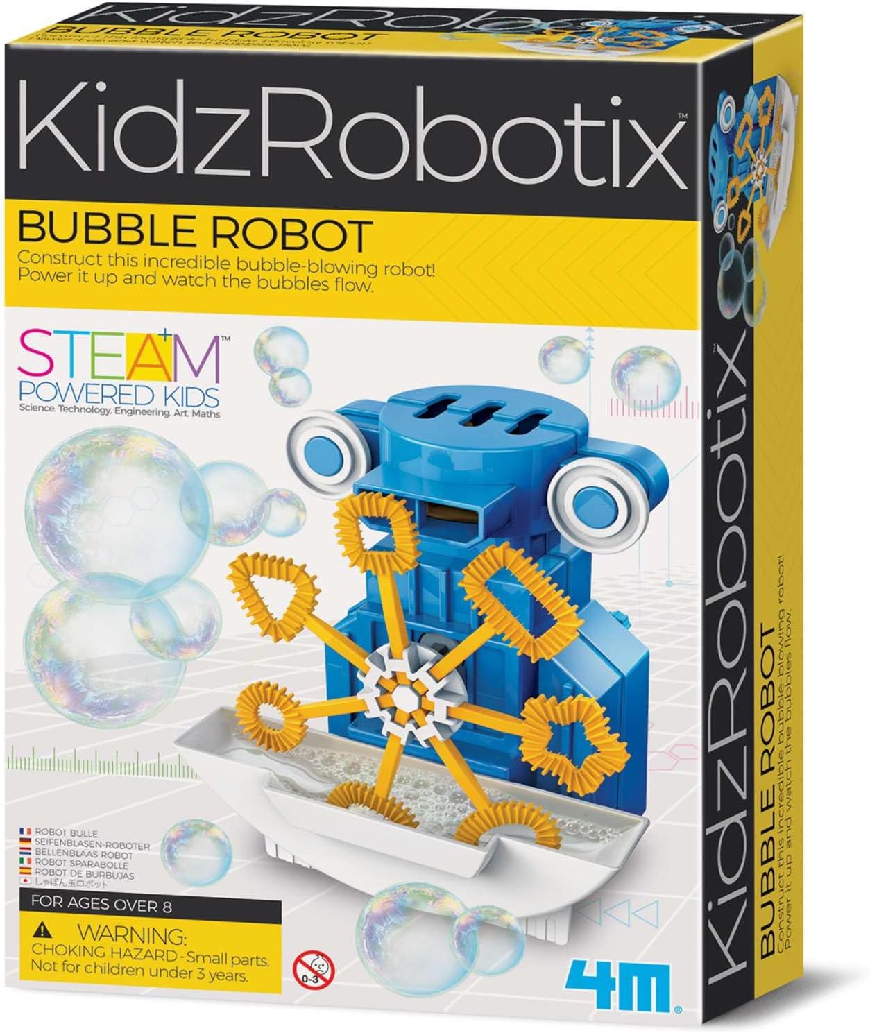 4M KidzLabs Bubble Robot Kit – Build a Robot that Blows Bubbles Automatically | Fun STEM Robotics & Engineering Toy for Kids Ages 8+
