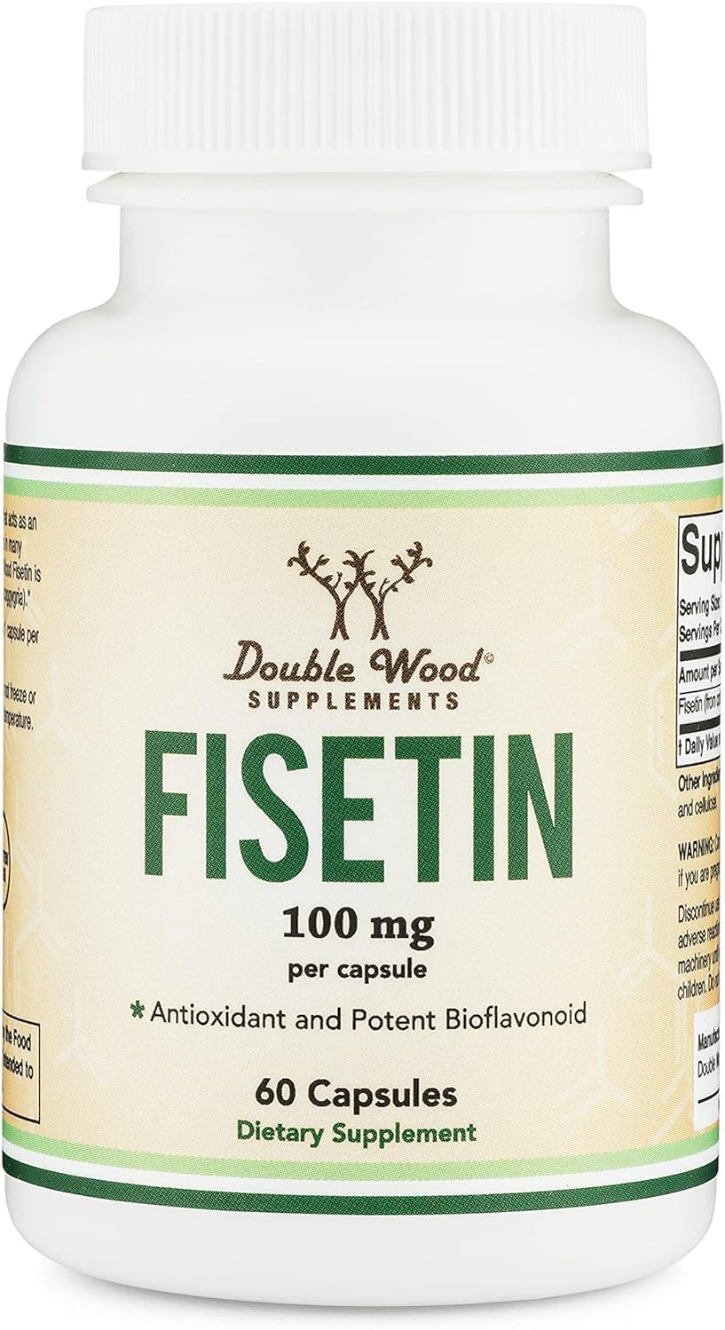 Fisetin Capsules - 100mg, 60 Count (Natural Bioflavonoid Polyphenols Similar to Apigenin, Luteolin, and Quercetin) Anti-Aging Support Senolytic