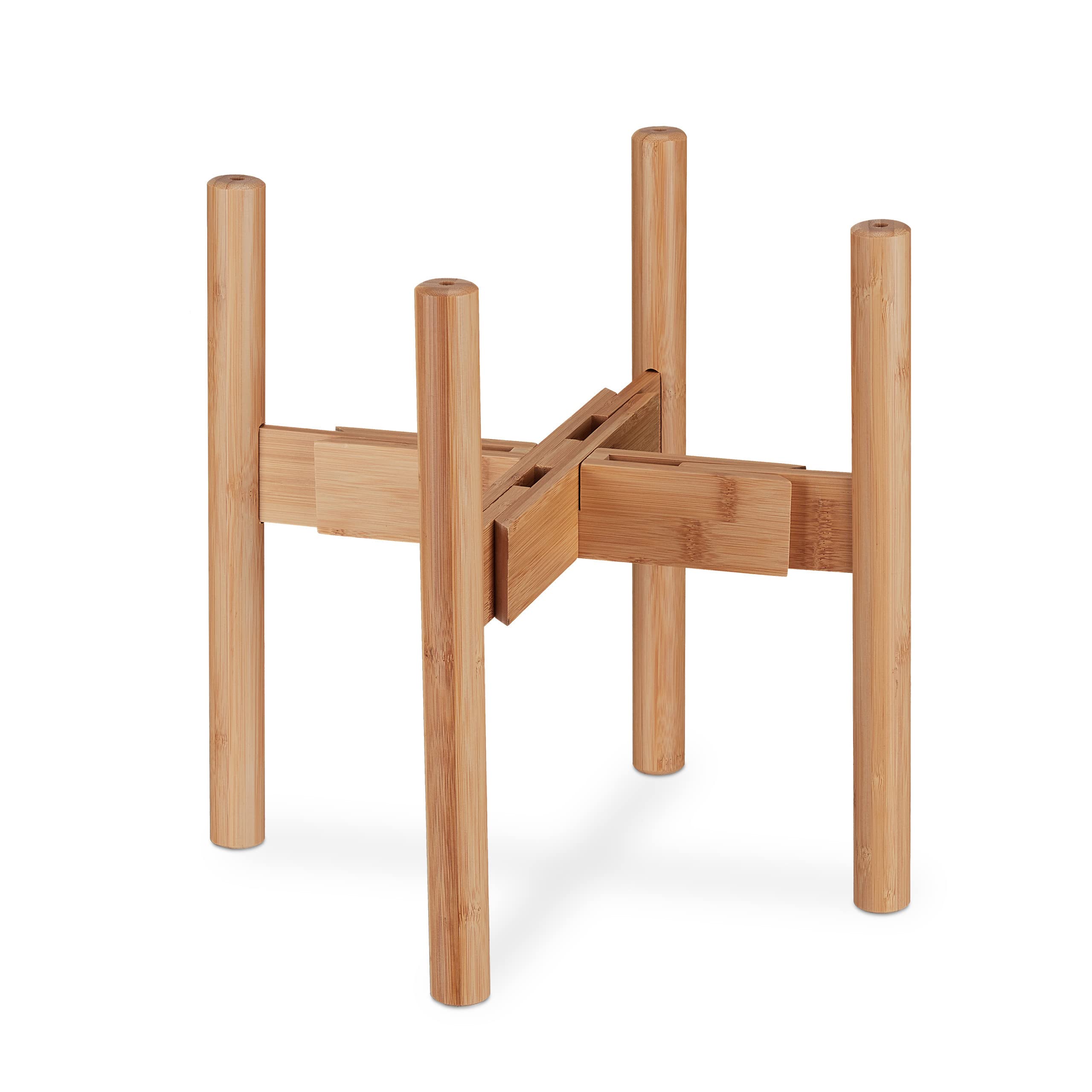Relaxdays Set da 2 Supporti per Fiori e Piante, Portavasi per Vasi Fino 32 cm Ø, Regolabili e Impilabili, Marrone Chiaro