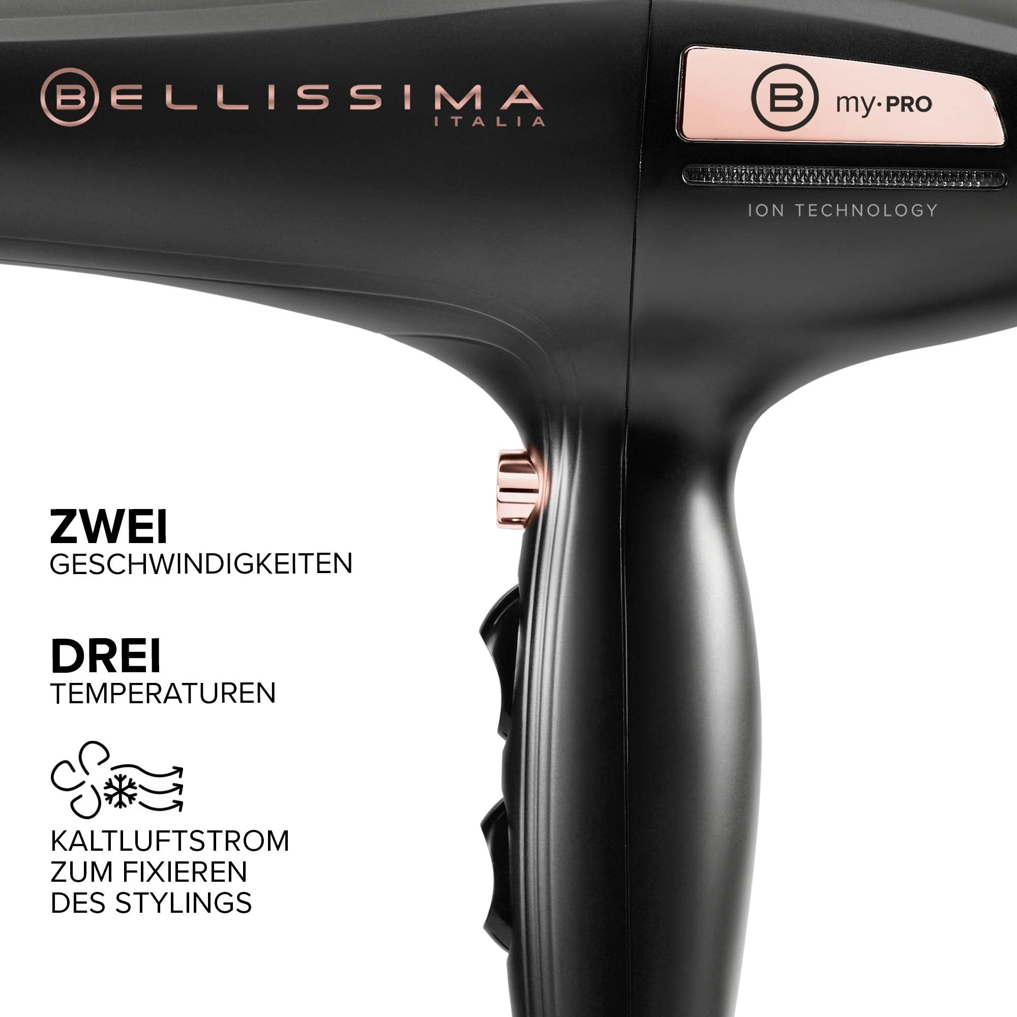 Bellissima My Pro P3 3400 Haartrockner mit professionellem Wechselstrommotor, Ionentechnologie für weiches, feuchtes und strahlendes Haar, keramikbeschichtetes Gitter, 2400 W Leistung
