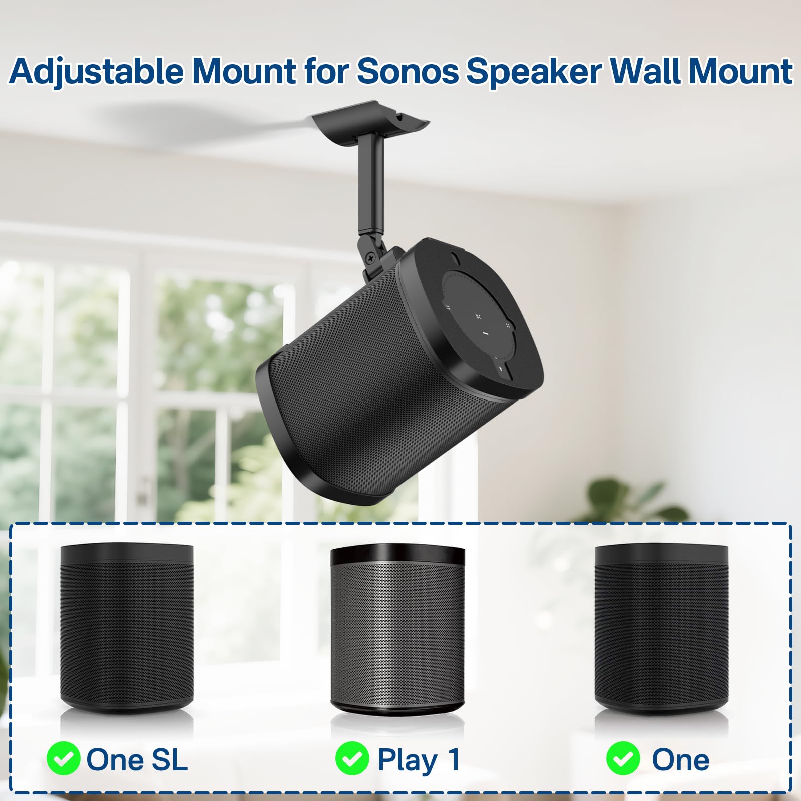 Soporte De Pared Para Altavoces SONOS One Y Play:1 – Juego De 2 Bases Con Gestión De Cables, Fácil Instalación, Acabado En Negro