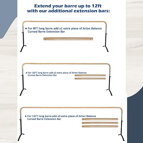 Miniatura 3 de Barra de ballet portátil para el hogar o estudio, barra ajustable de altura para estiramiento, pilates, baile o entrenamientos activos, barra