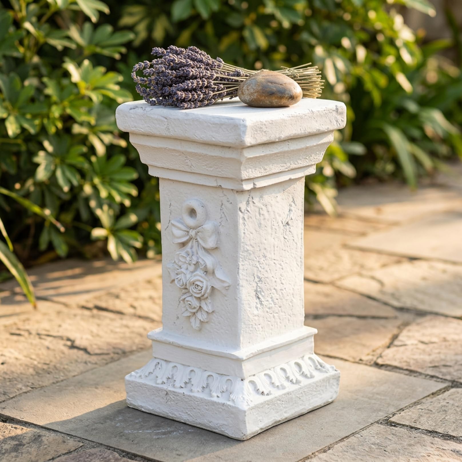 Support de statue, socle – Colonnes et piliers européens élégants, colonne et piliers en résine résistante aux intempéries pour statues, pots de fleurs, décoration 30 x 17 x 17 cm, jardinière