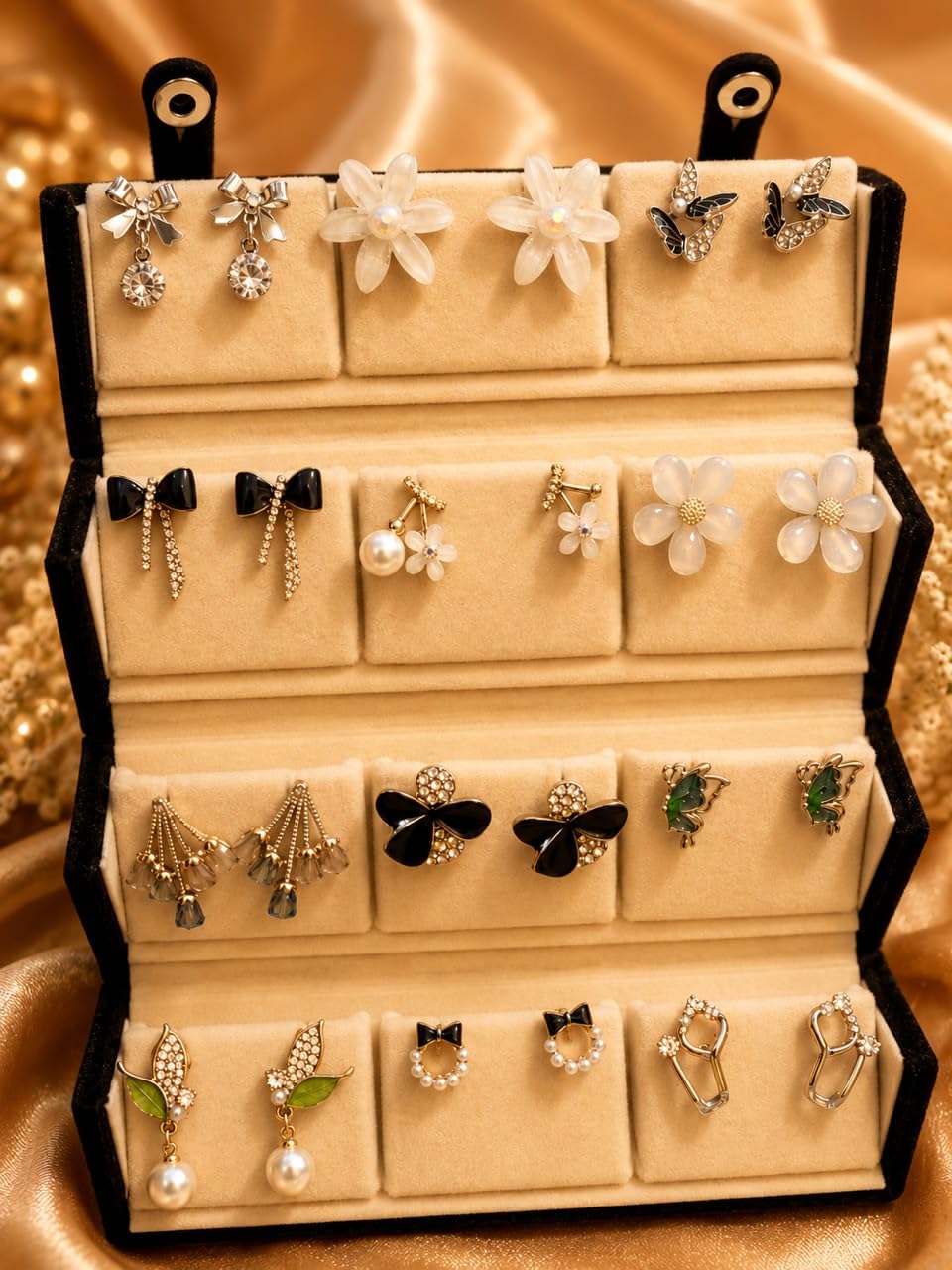 Generic Earrings Set with Velvet Organiser 12 Pairs - Image 1