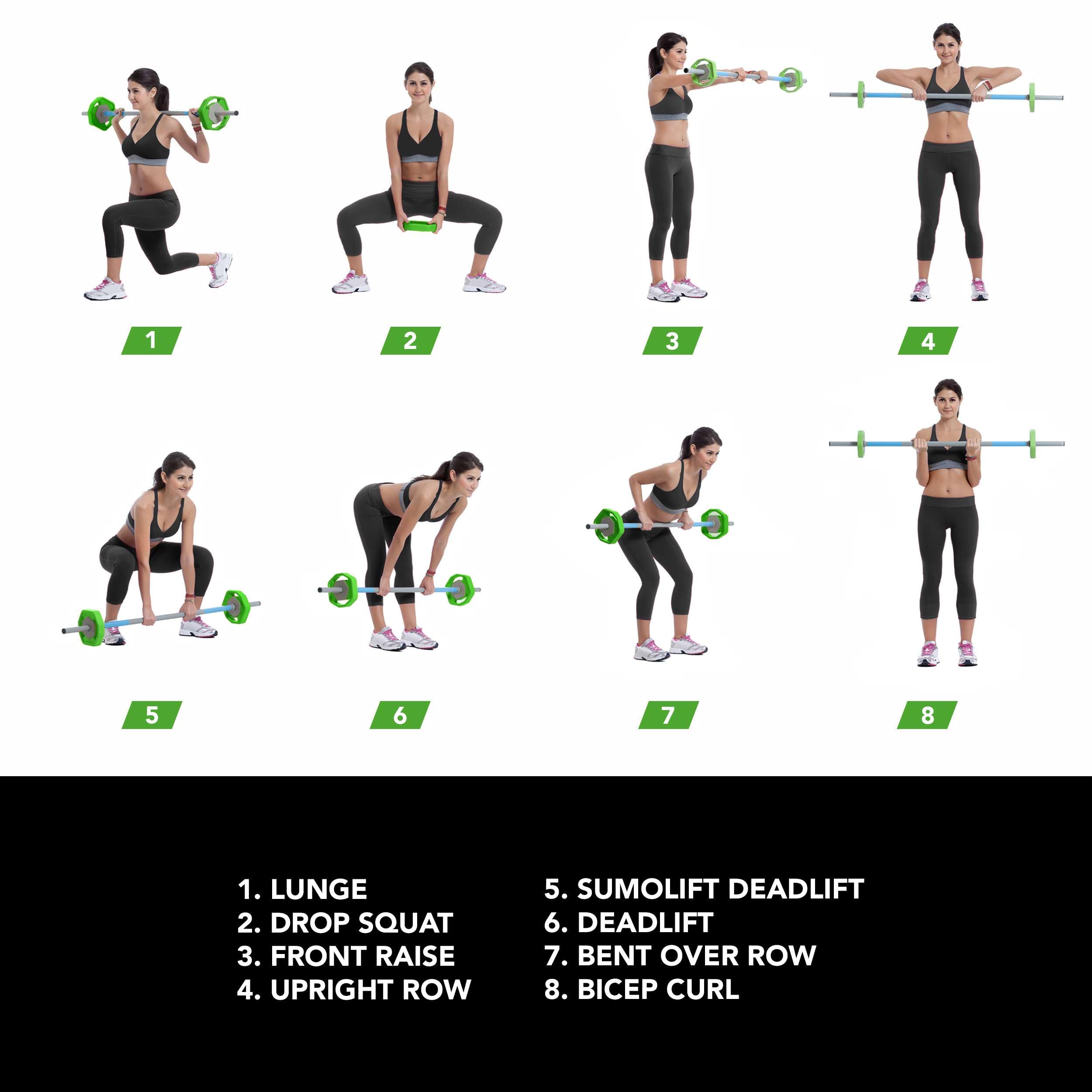 Tunturi 14TUSCL353 Pesi Palestra per Allenamento Aerobico - Dischi Palestra in Plastica - 1 Barra Componibile inclusa - 20 Kg, Unisex – Adulto, Orange, Green, Yellow, 20 kg
