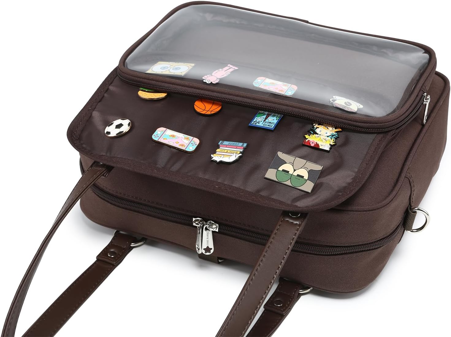 Oxford Ita Bag Crossbody Shoulder Bag Satchel Messenger Backpack Multi-Purpose Pins Display - Image 3