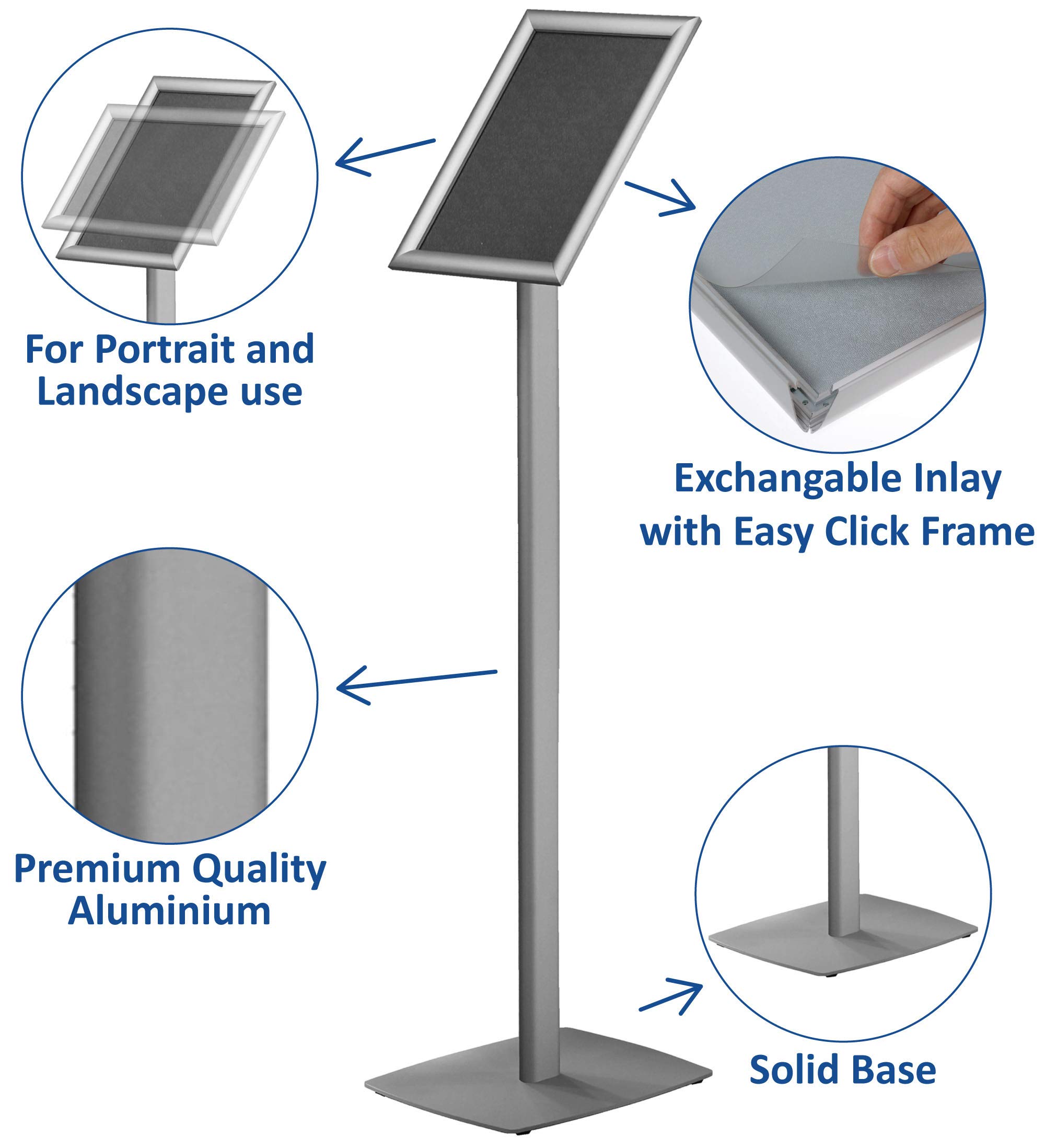 Europel Soporte magnético para carteles A4, ideal para publicidad, ofertas, informaciones o avisos con construcción de aluminio anodizado y cubierta antirreflejos
