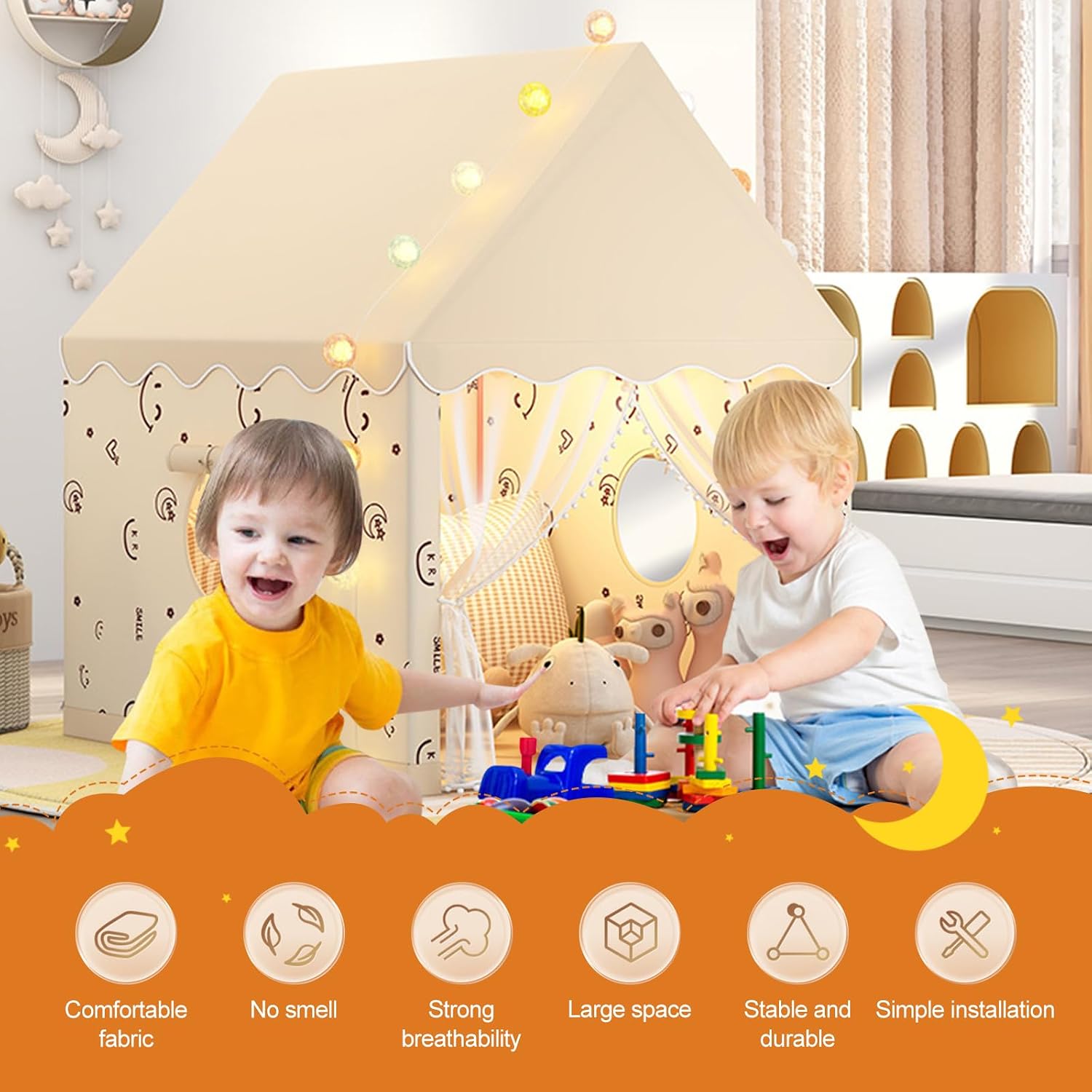 Ergocar Children's Tent Indoor Outdoor Game House Castle with Mat Ball Light Cloud Butterfly Suitable for Toddlers Boys and Girls