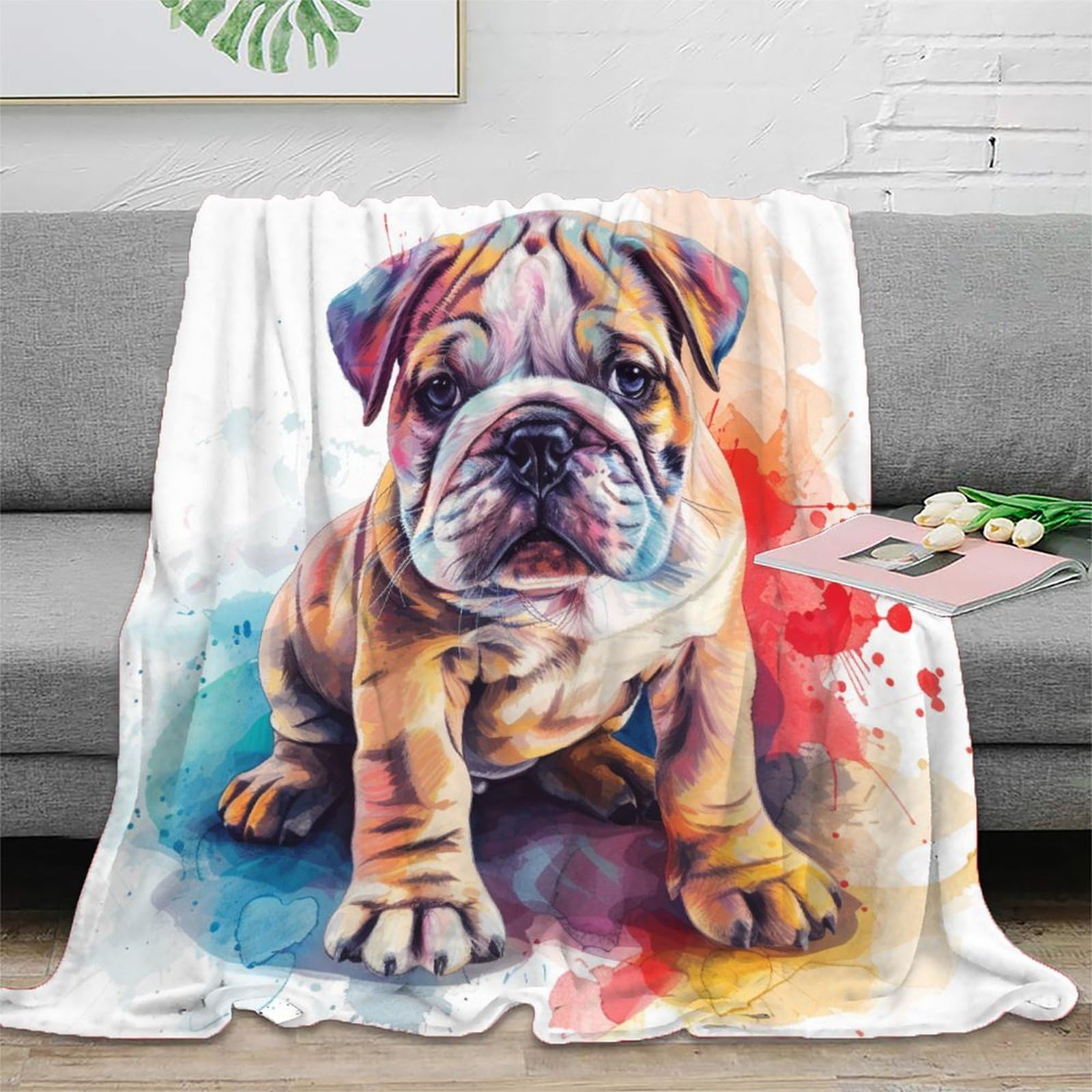 3D Printed Französische Bulldogge Blanket Ultra-soft Super Soft Cozy Fuzzy Warm Throws with Anti-wrinkle/anti-tarnishing Lightweight for Bed And Sofa And Couch, Kids Adults 60x80inch(150x200cm)