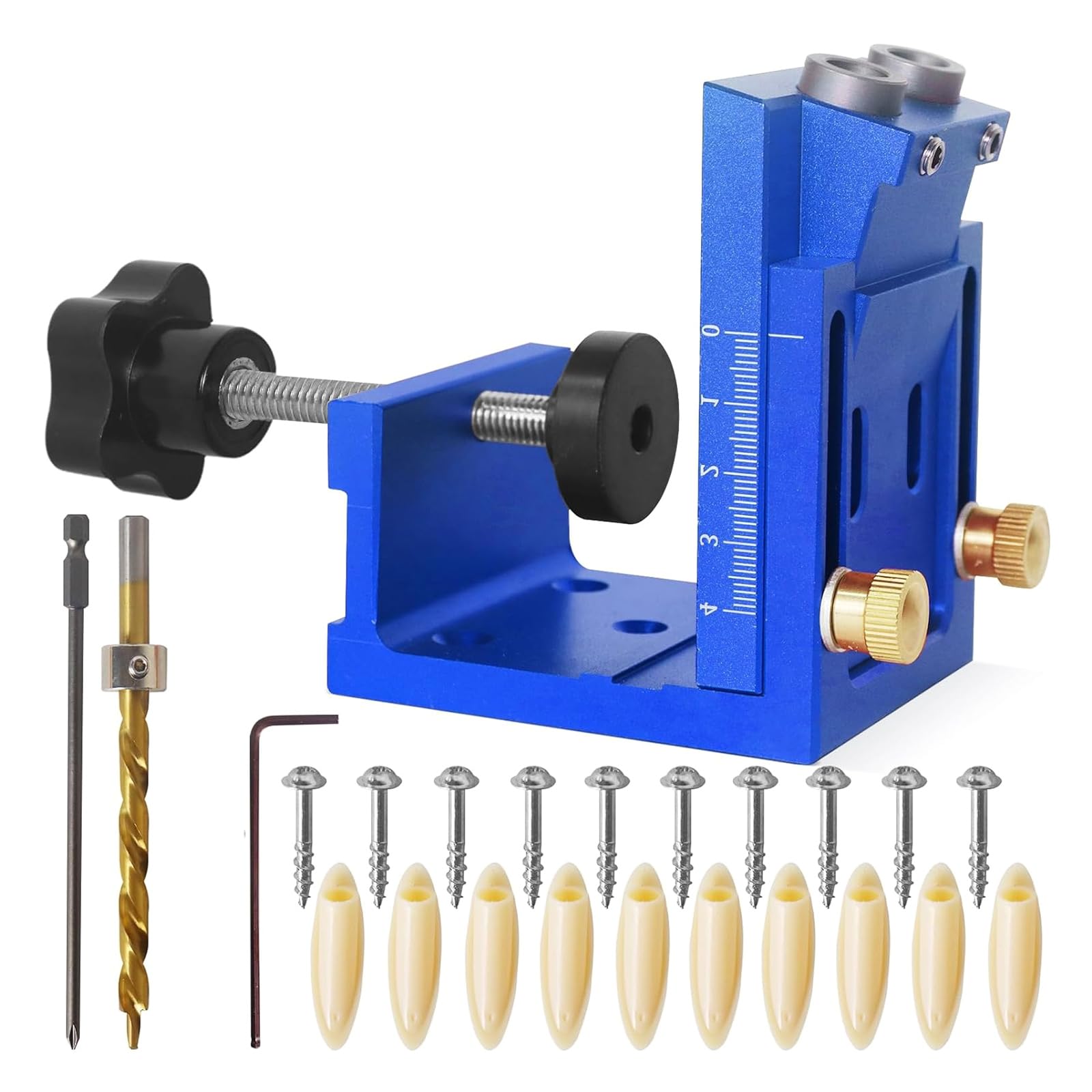 Woodworking Doweling Jig Adjustable Hole Puncher Locator Drilling Guide Suitable for Furniture Connecting Carpentry Tool Pocket Hole Jig