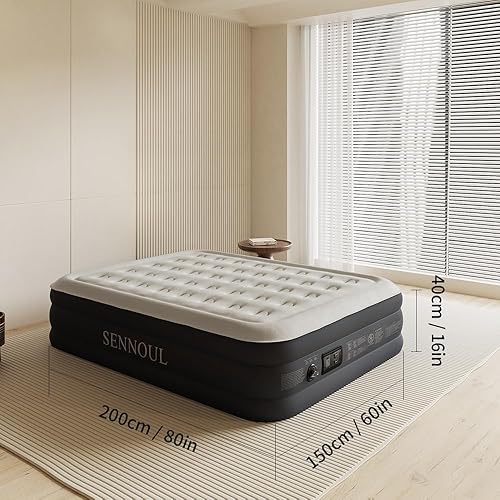 Miniatura 7 de Colchón de aire Queen con bomba incorporada 2 minutos autoinflable rápido, cama inflable máxima de 16 pulgadas650 libras, estabilidad durante toda